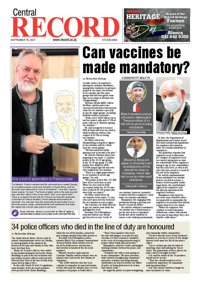 Rekord Central 10 September 2021 page 1