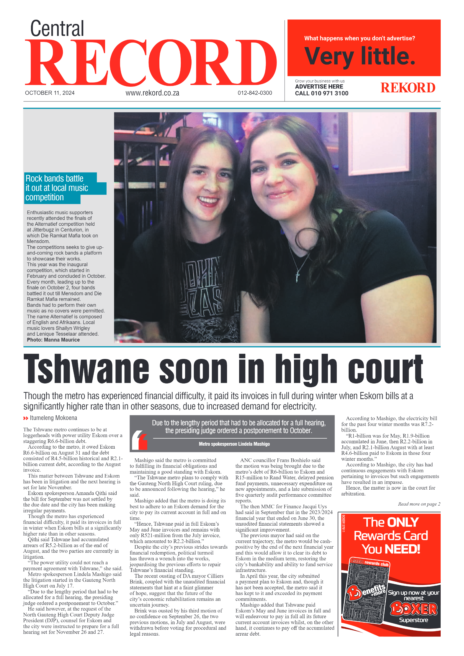 Rekord Central 11 October 2024 page 1