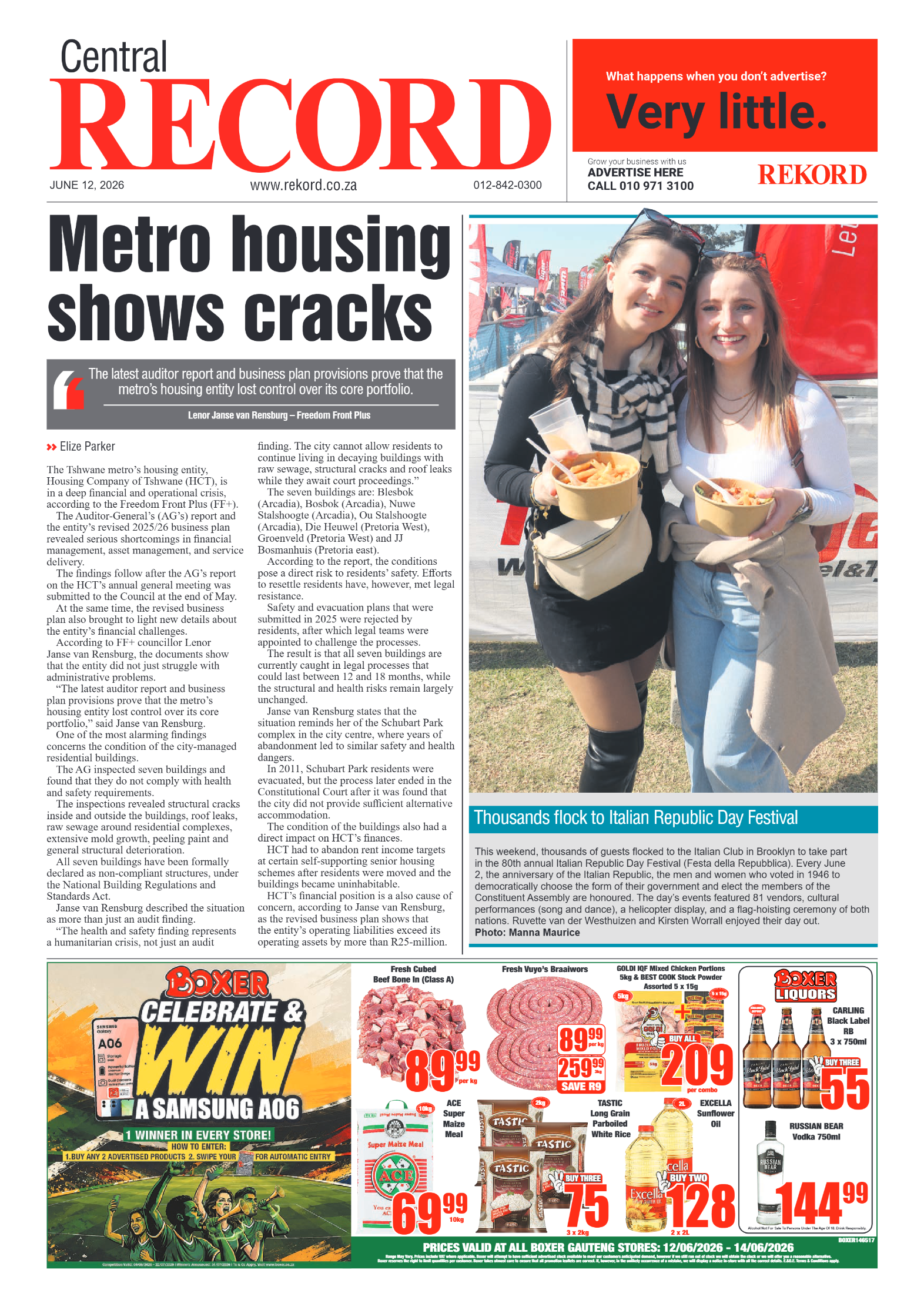 Rekord Central 12 June 2026 page 1