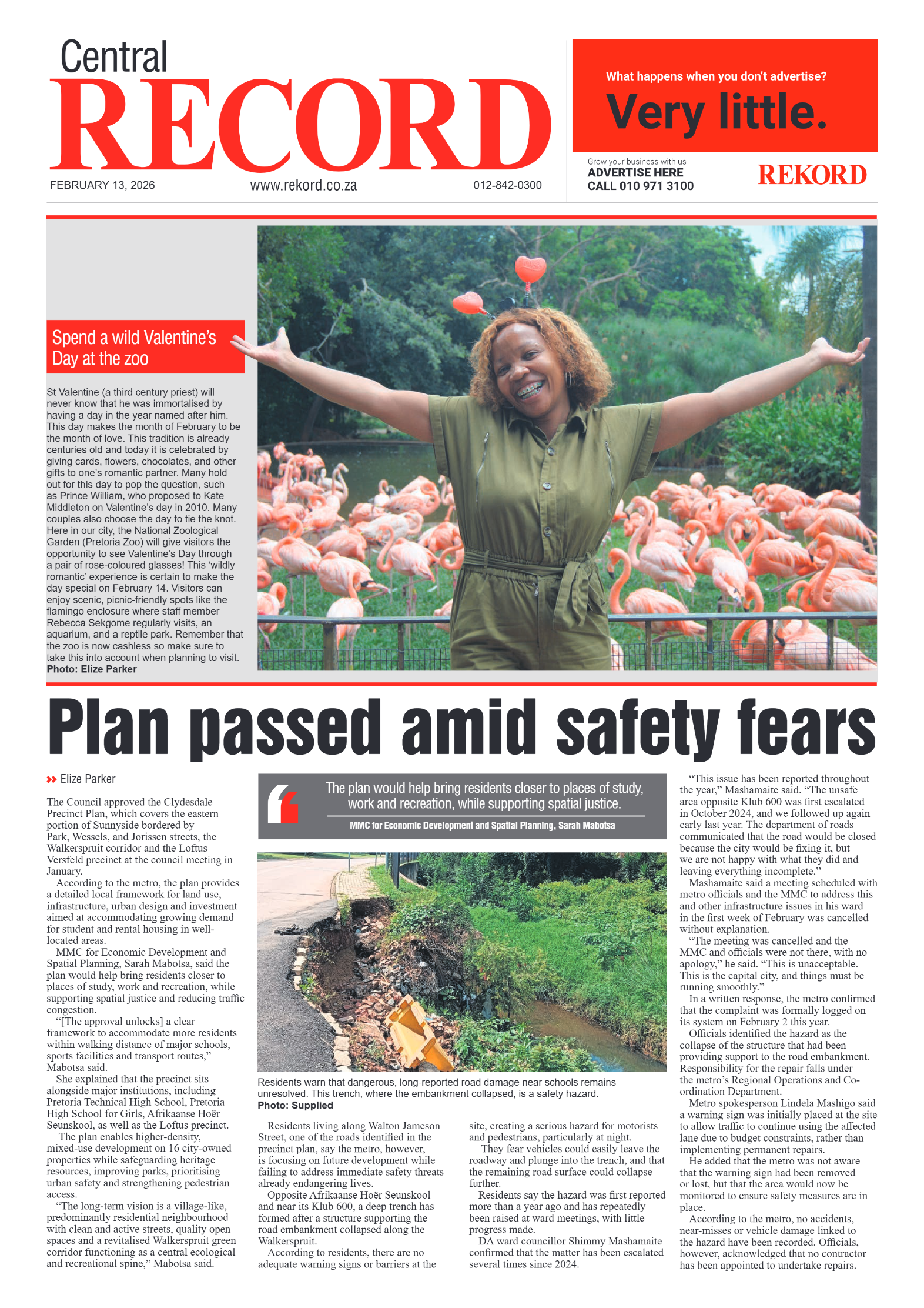 Rekord Central 13 February 2026 page 1