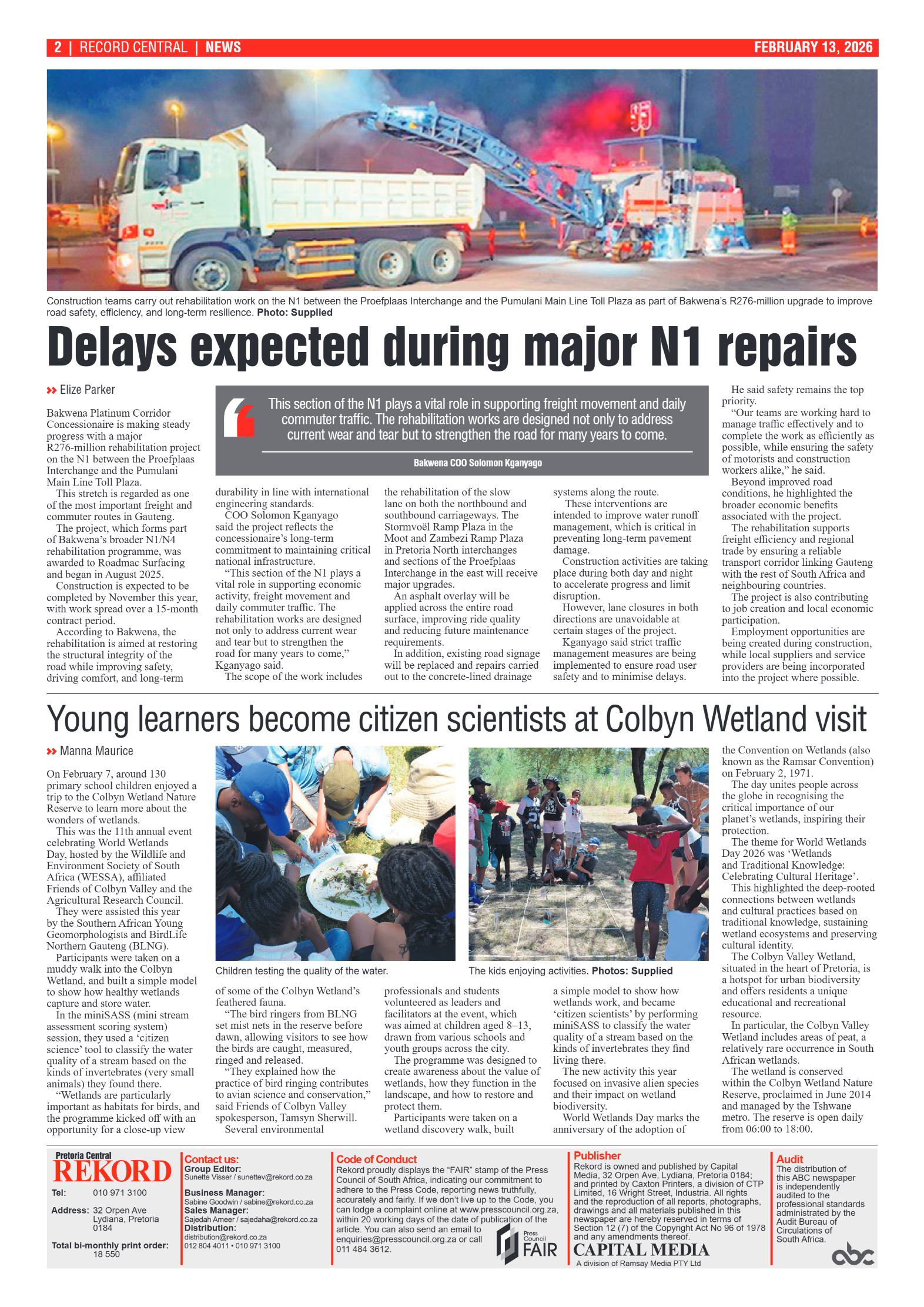 Rekord Central 13 February 2026 page 2