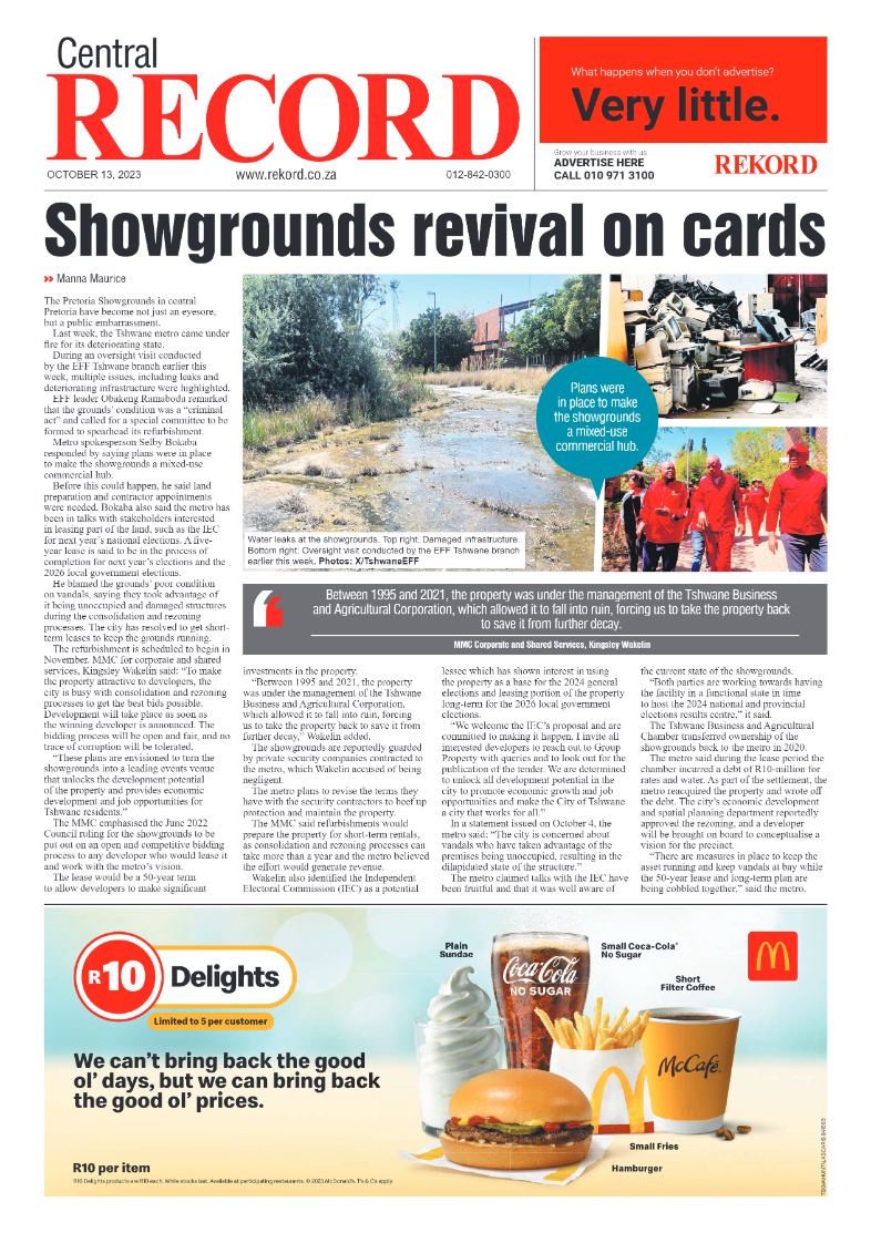 Rekord Central 13 October 2023 page 1