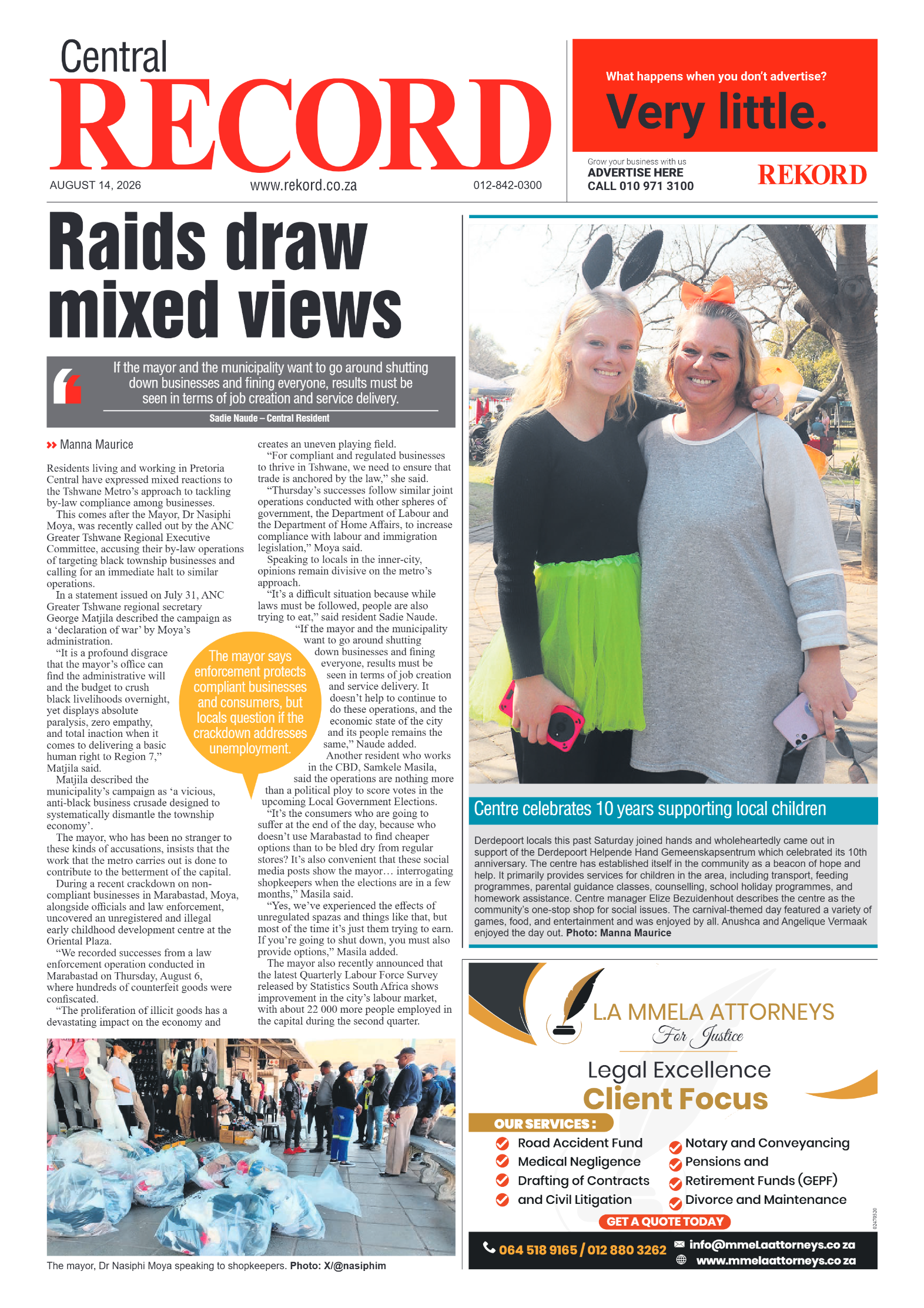 Rekord Central 14 August 2026 page 1