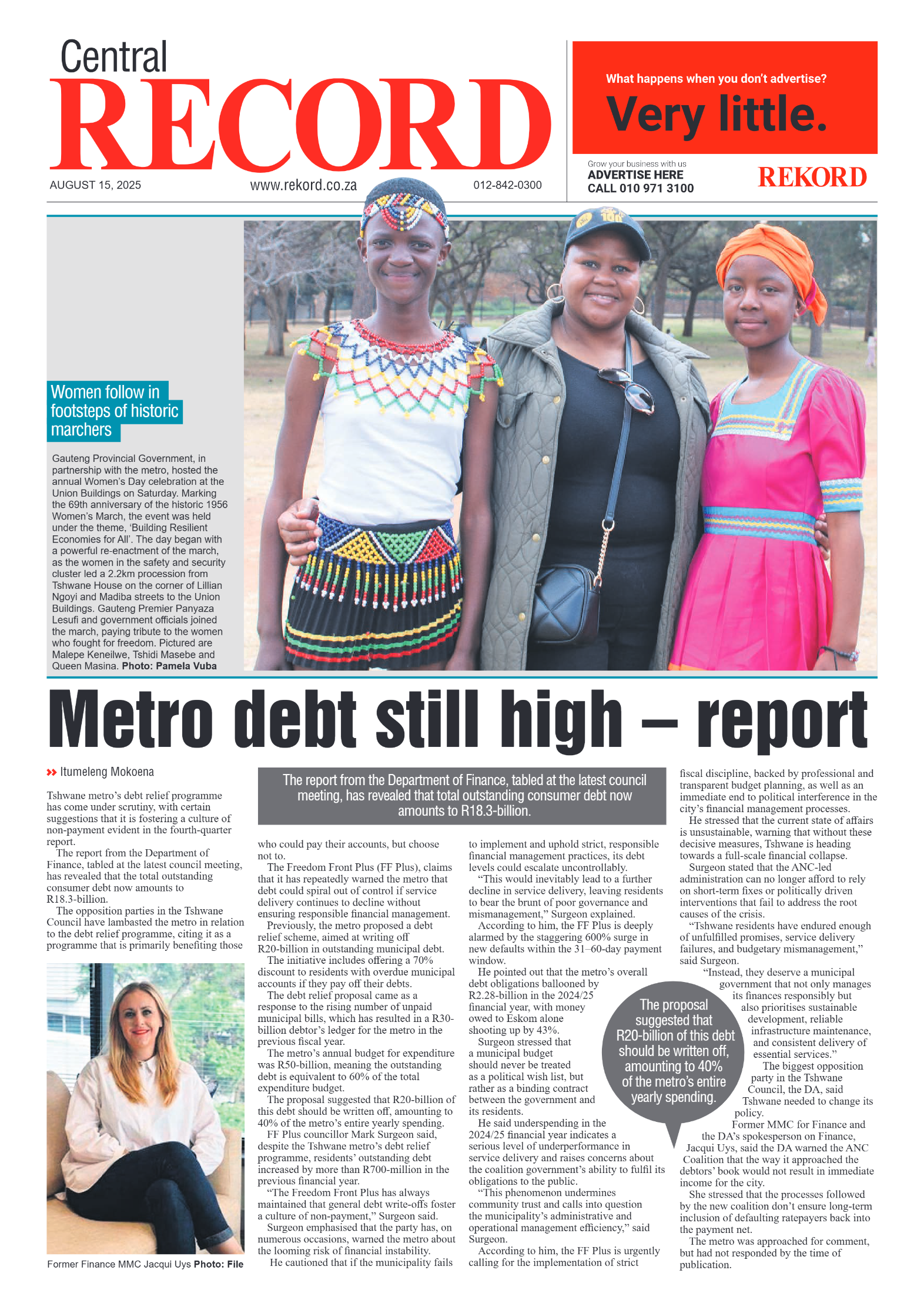 Rekord Central 15 August 2025 page 1
