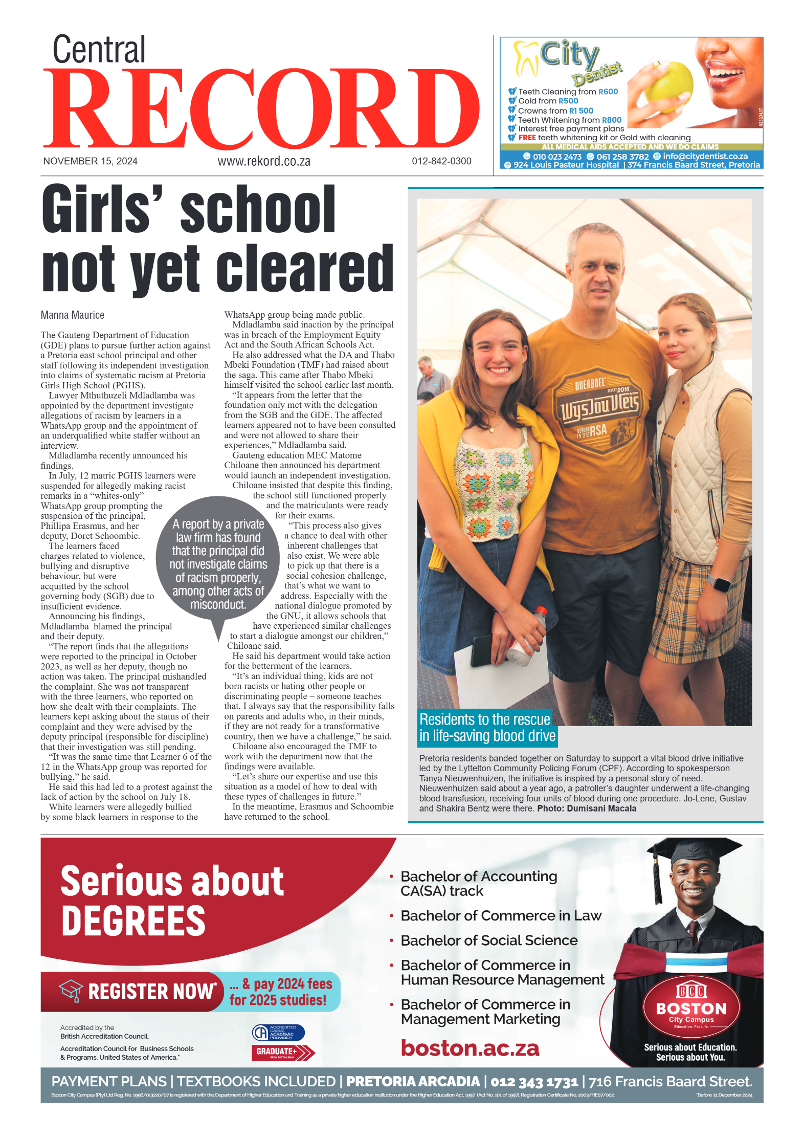 Rekord Central 15 November 2024 page 1