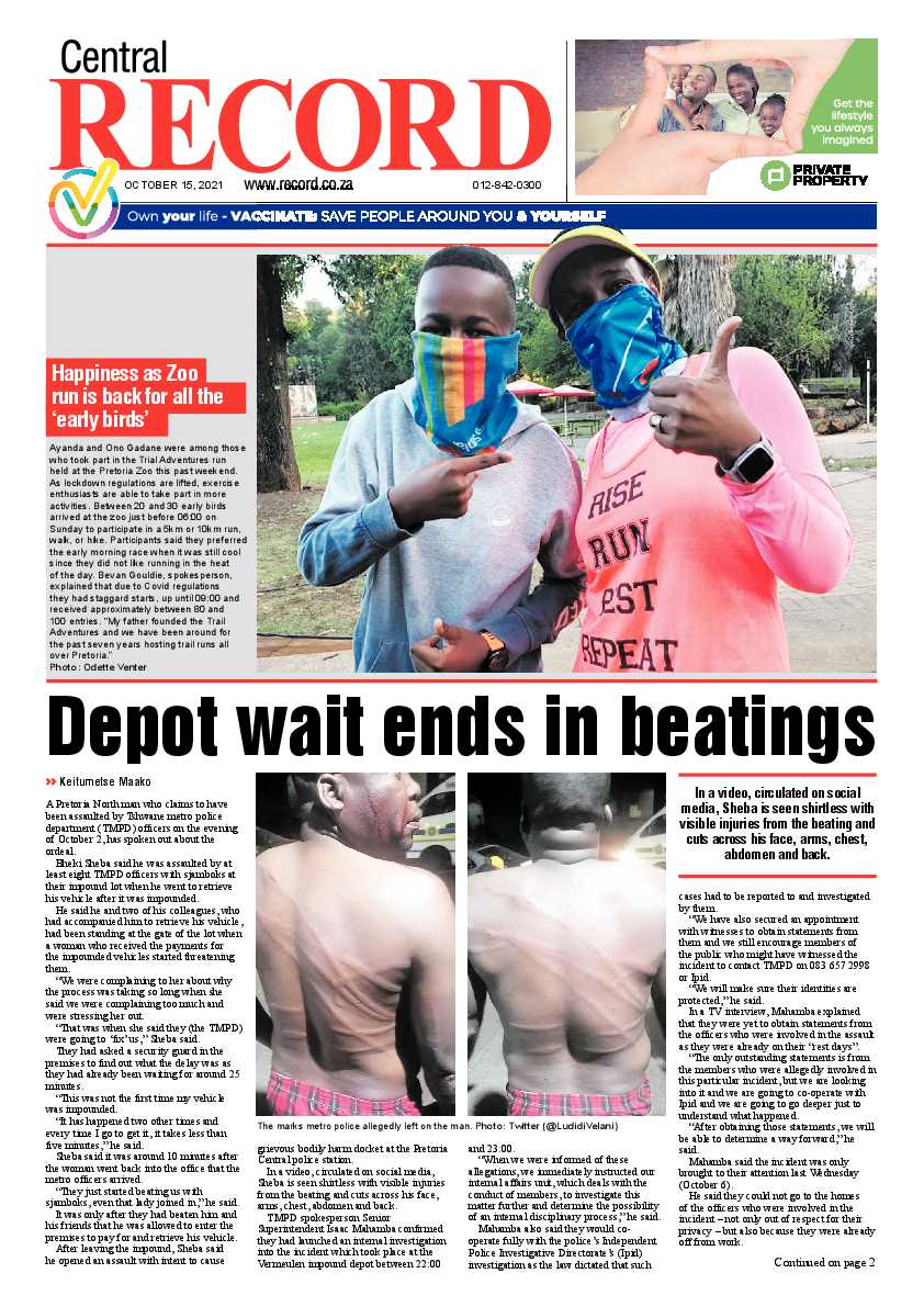 Rekord Central 15 October 2021 page 1
