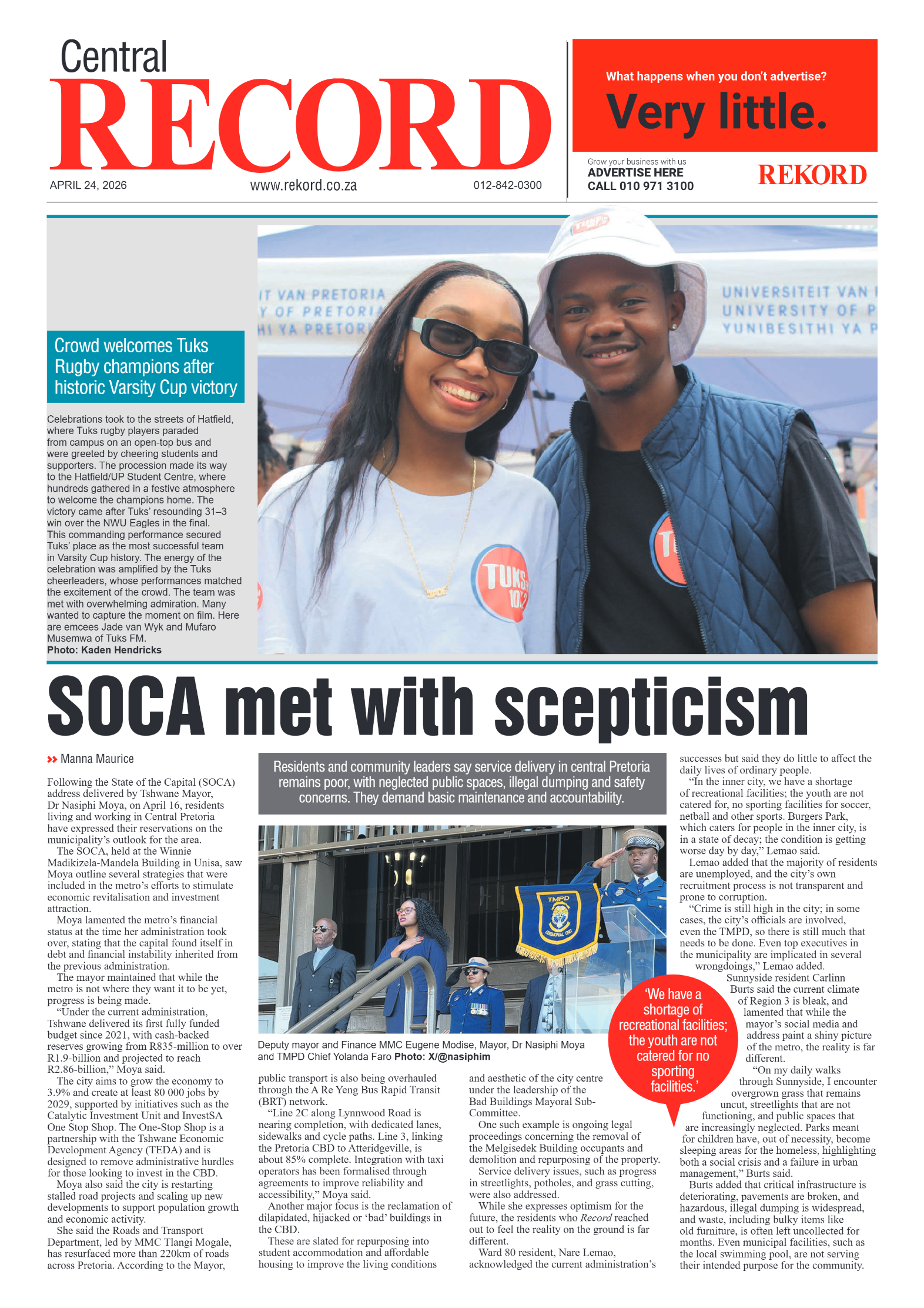 Rekord Central 24 April 2026 page 1