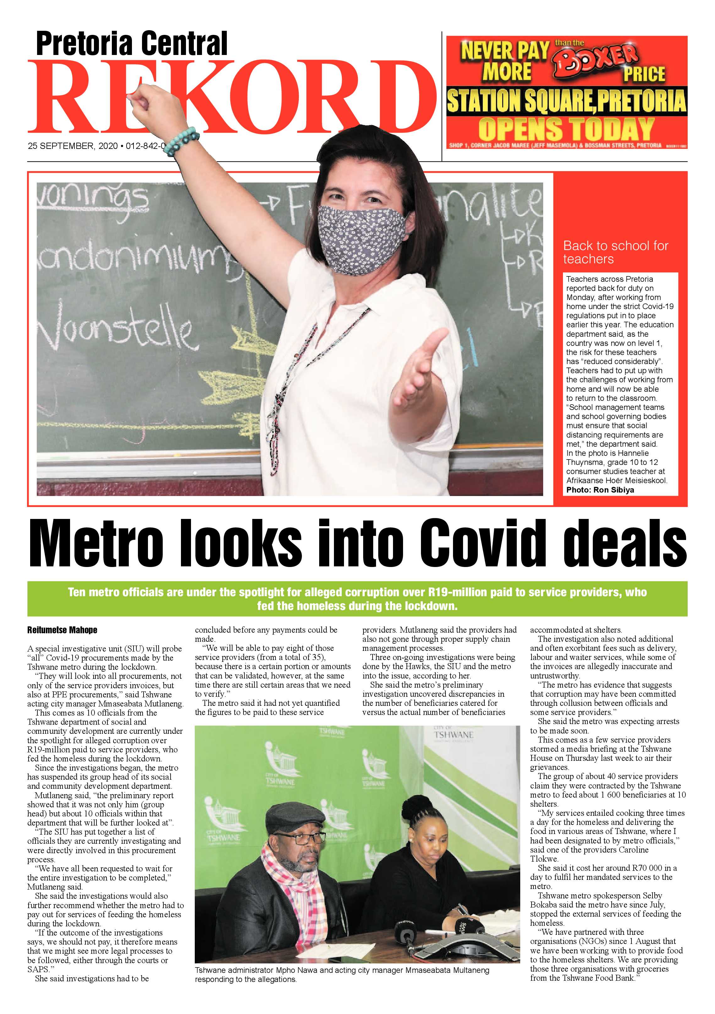 Rekord Central 25 September 2020 page 1