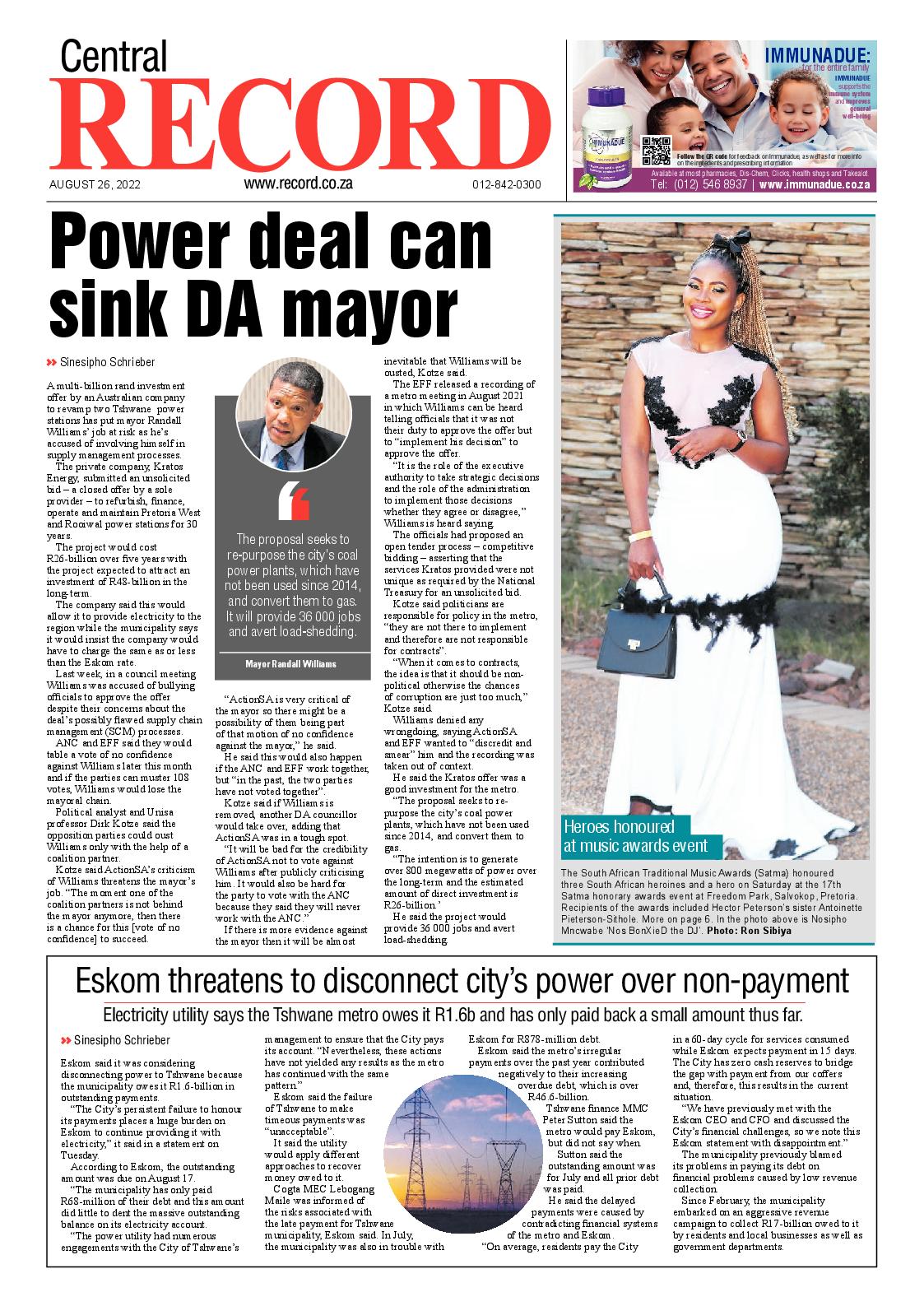 Rekord Central 26 August 2022 page 1