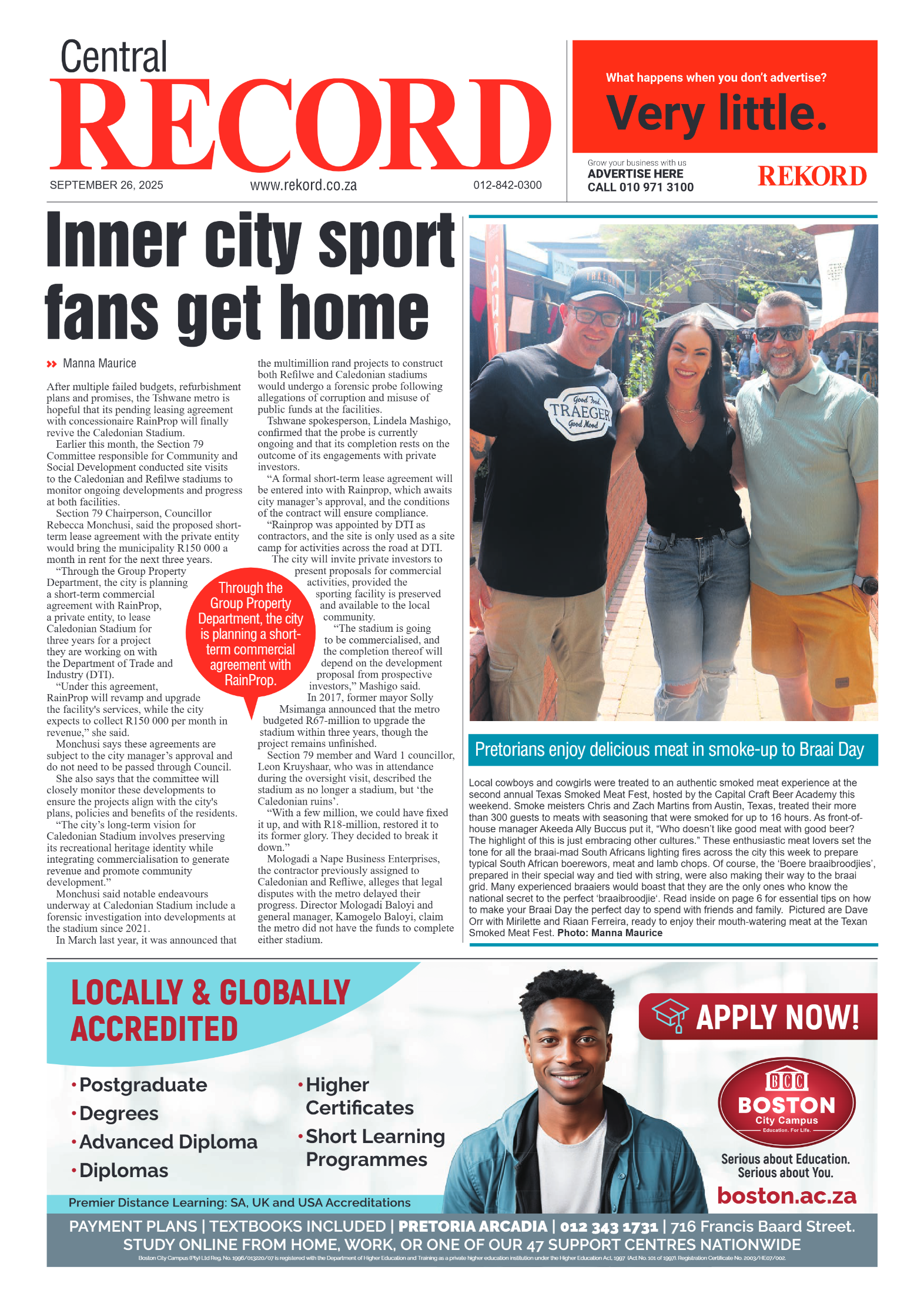Rekord Central 26 September 2025 page 1