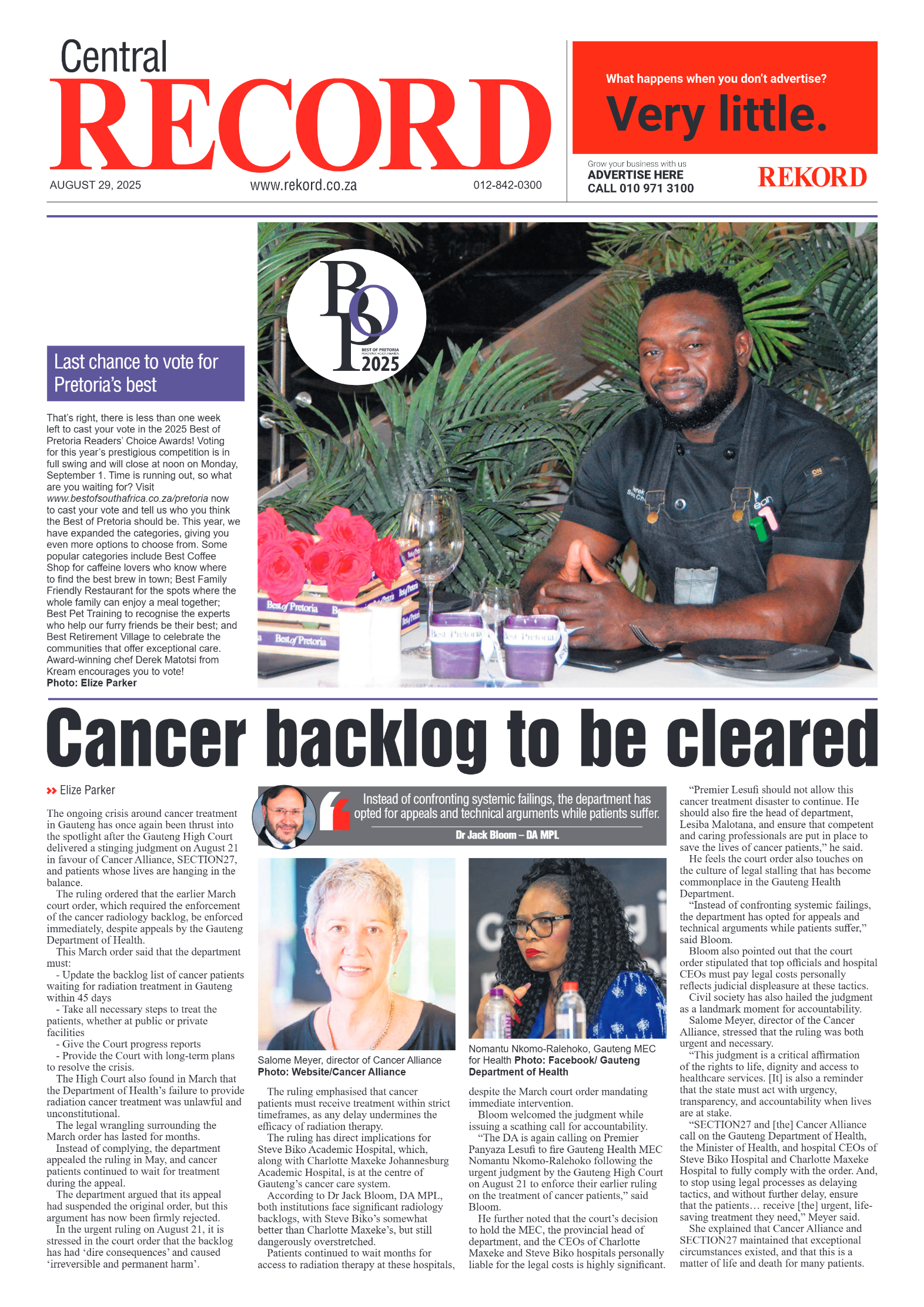 Rekord Central 29 August 2025 page 1