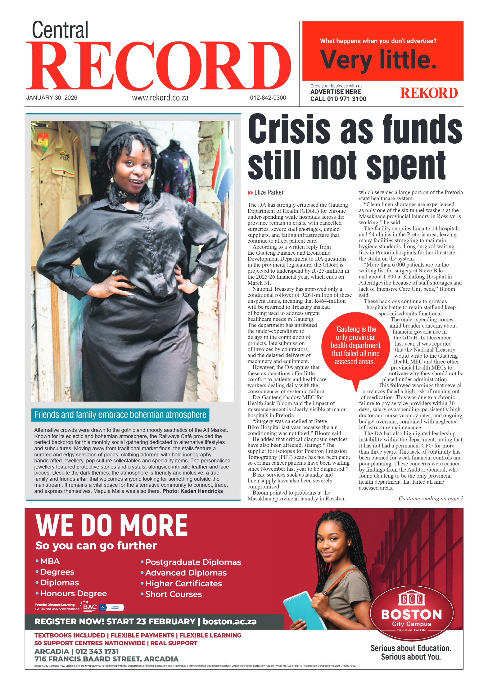 Rekord Central 30 January 2026 page 1