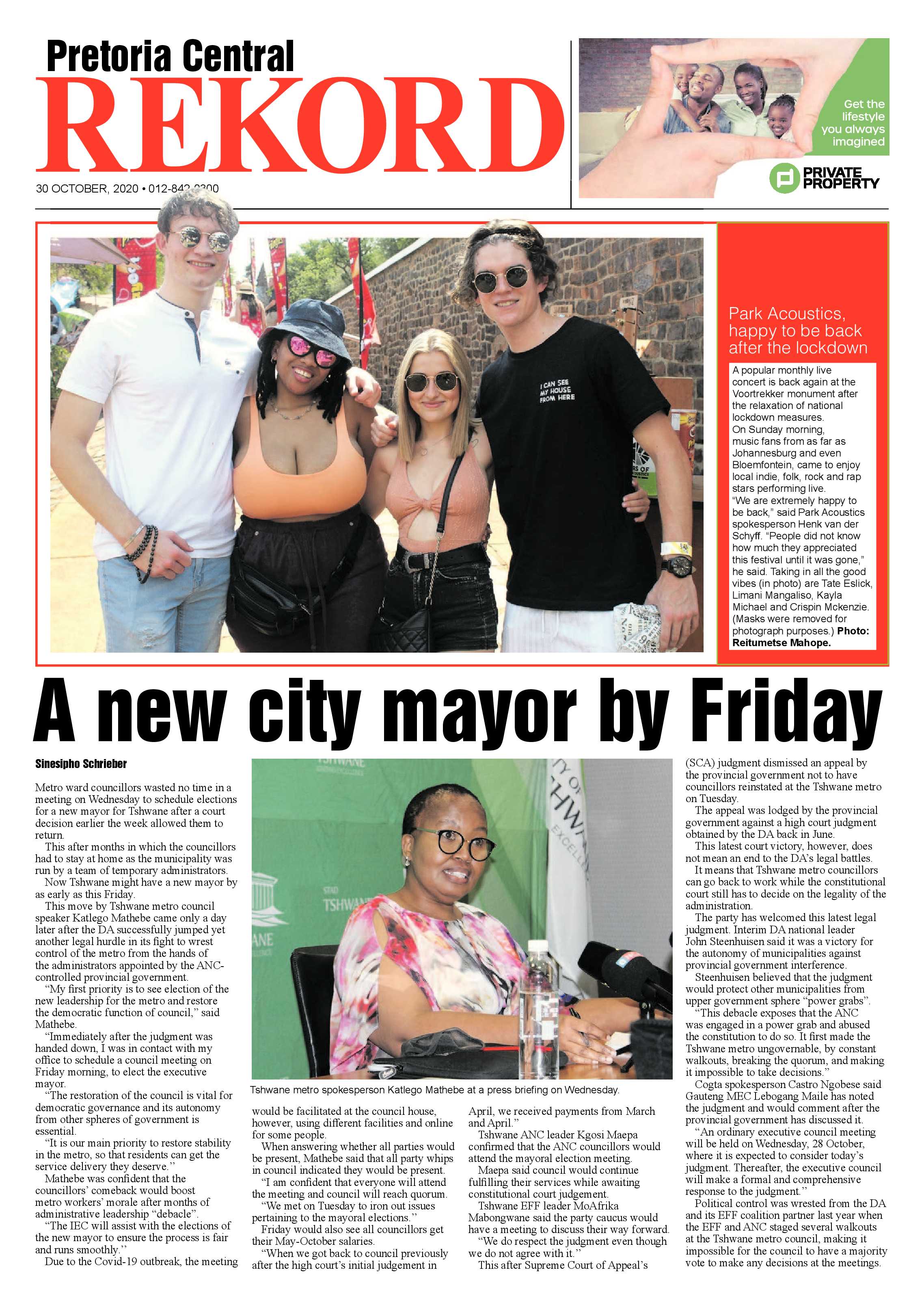 Rekord Central 30 October 2020 page 1