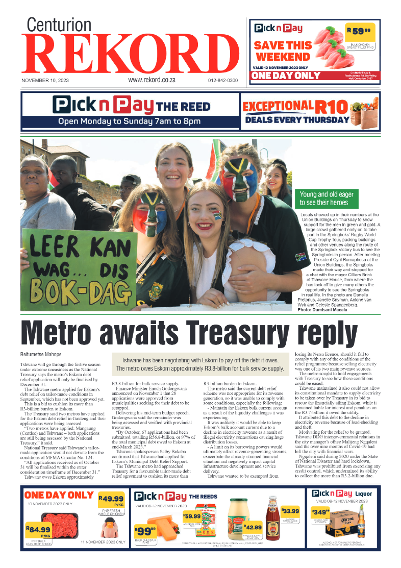 Rekord Centurion 10 November 2023 page 1
