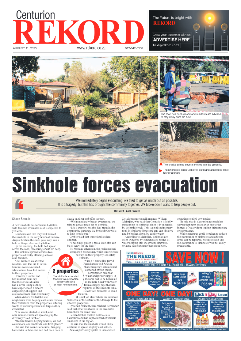 Rekord Centurion 11 August 2023 page 1