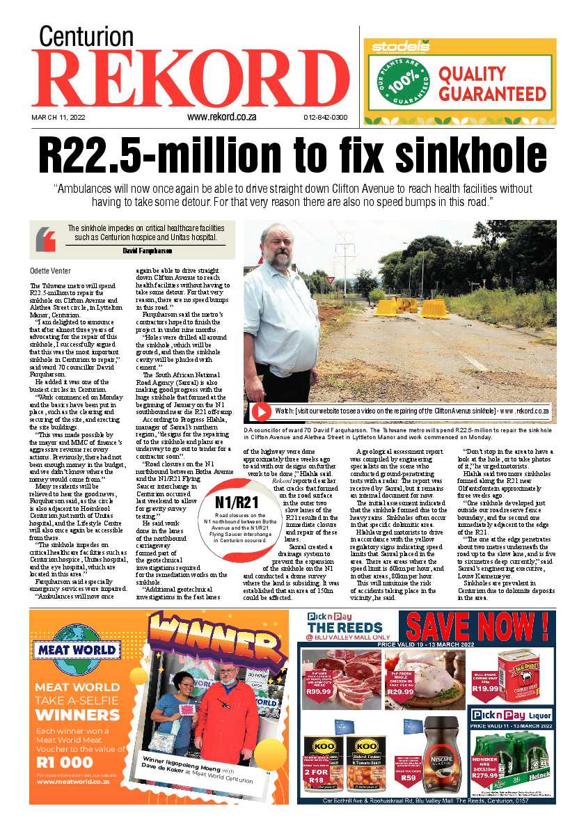Rekord Centurion 11 March 2022 page 1