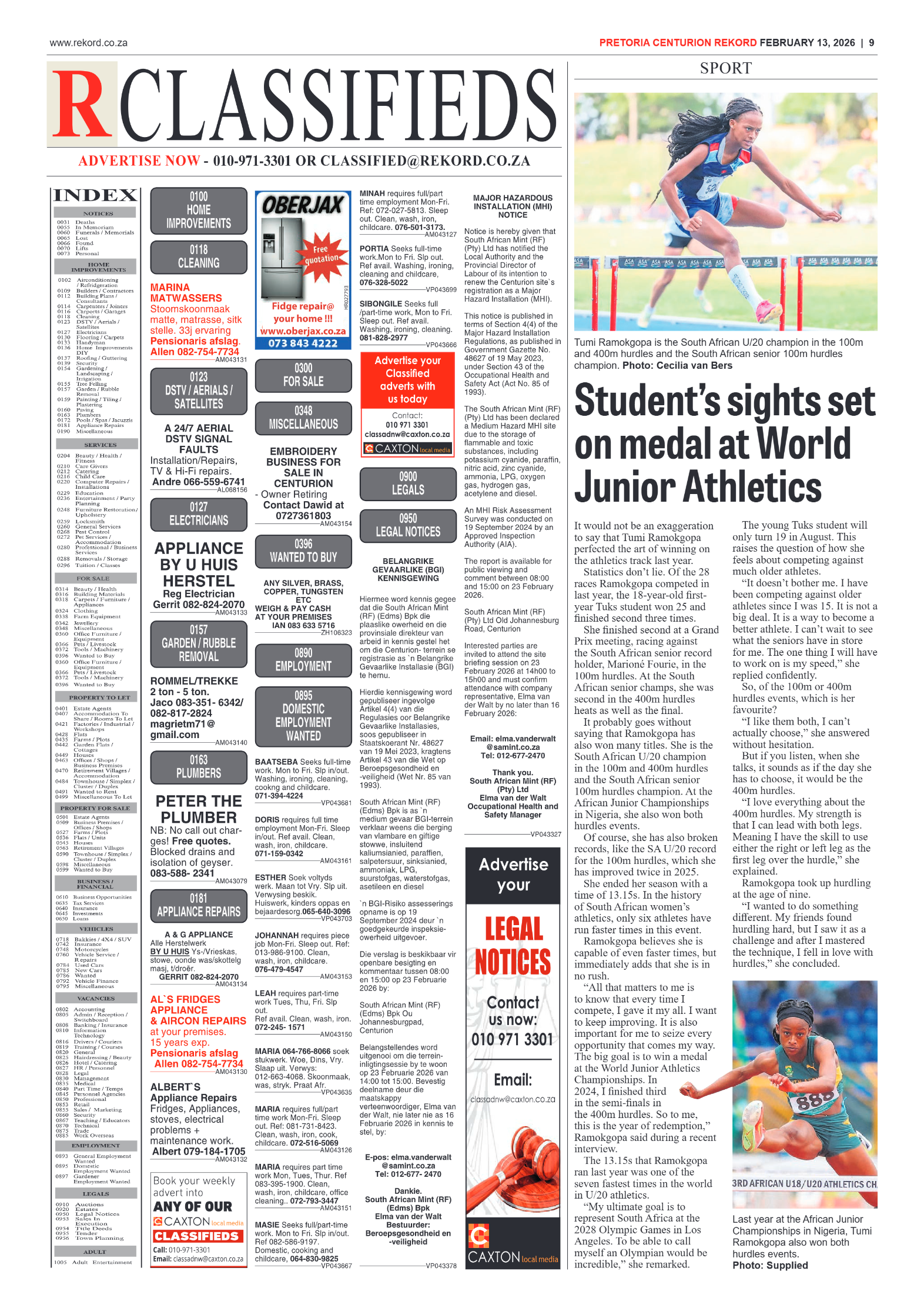 Rekord Centurion 13 February 2026 page 11
