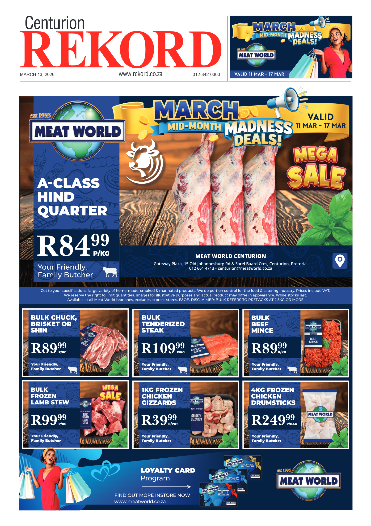 Rekord Centurion 13 March 2026 page 1