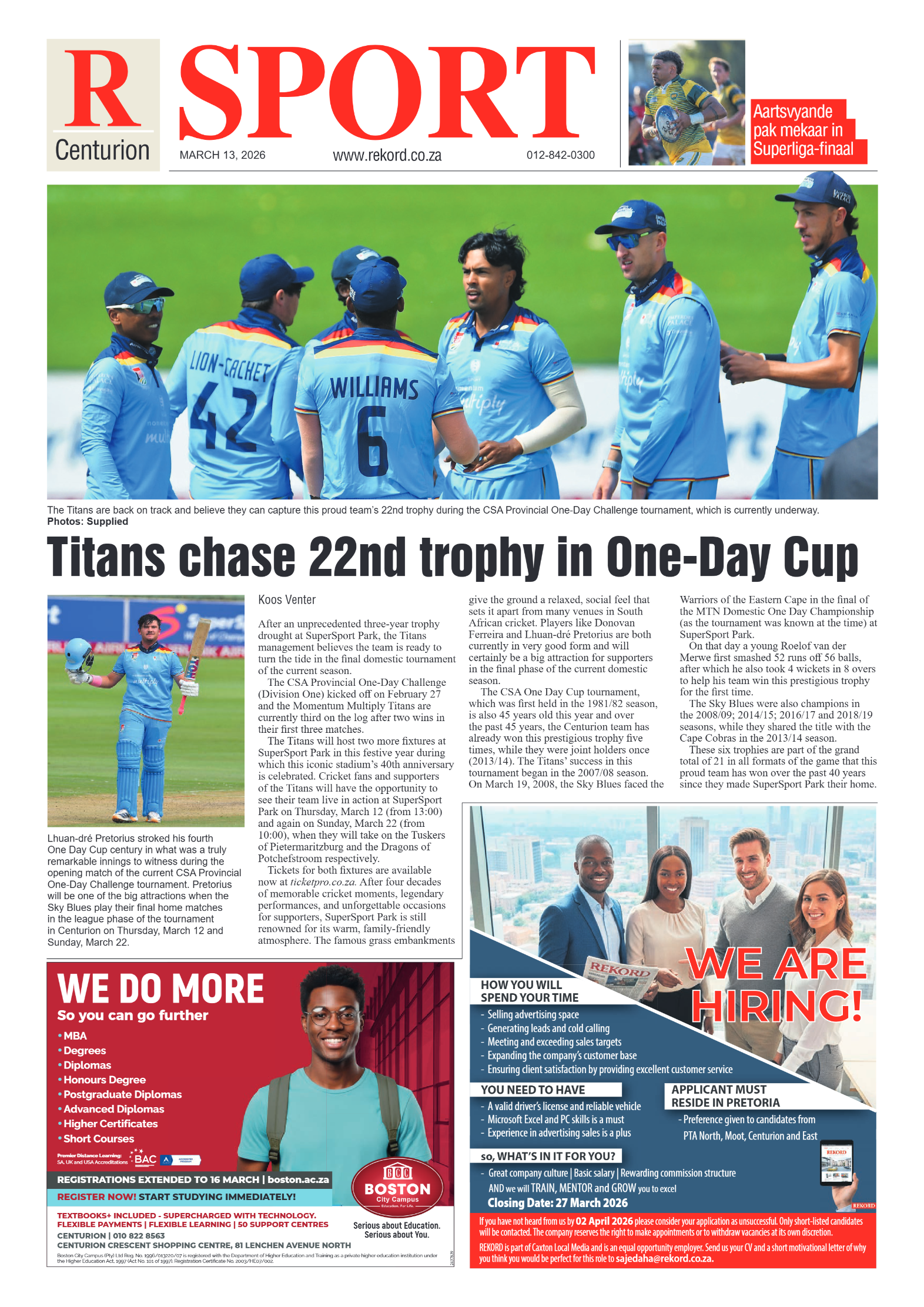 Rekord Centurion 13 March 2026 page 12