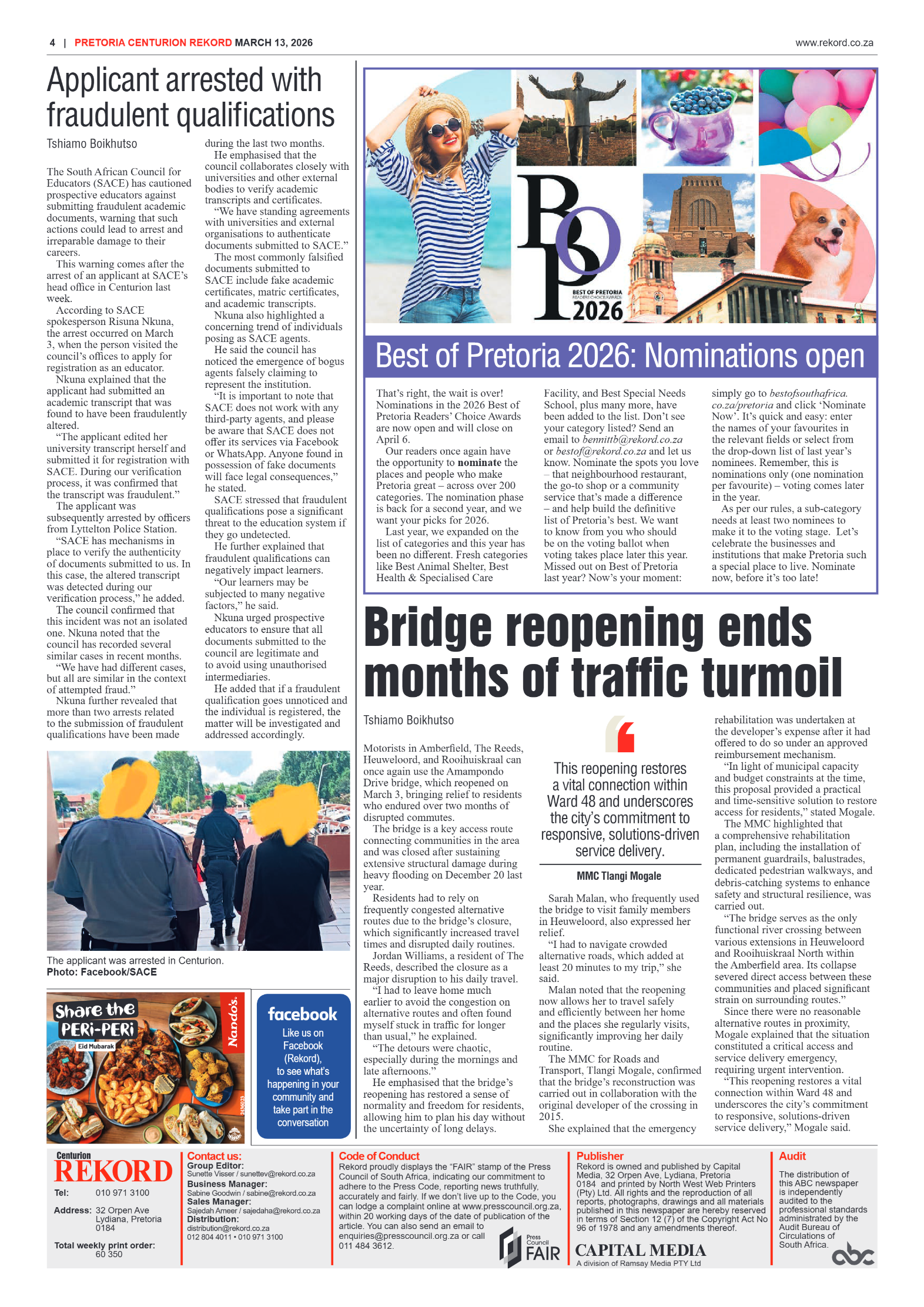 Rekord Centurion 13 March 2026 page 6