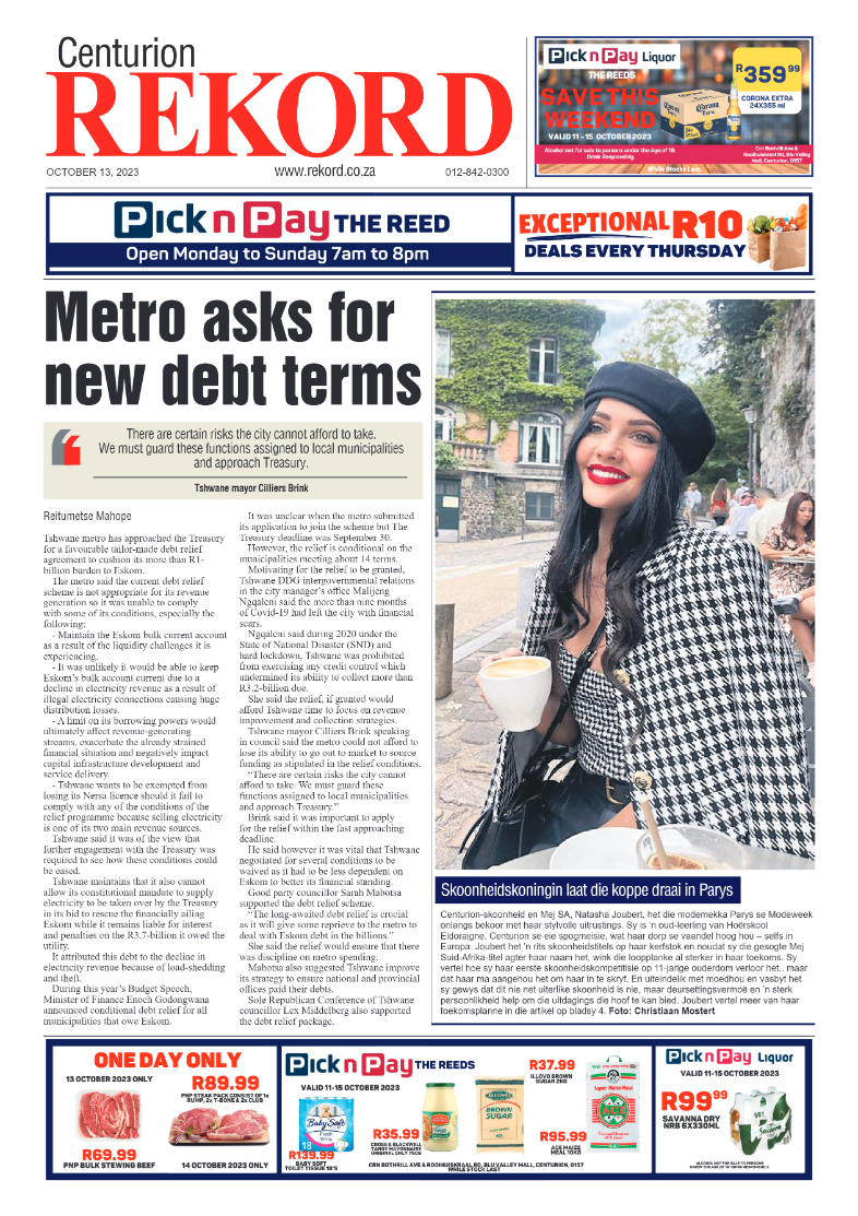 Rekord Centurion 13 October 2023 page 1