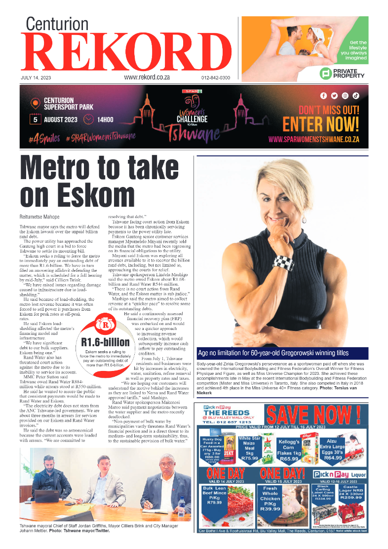 Rekord Centurion 14 July 2023 page 1