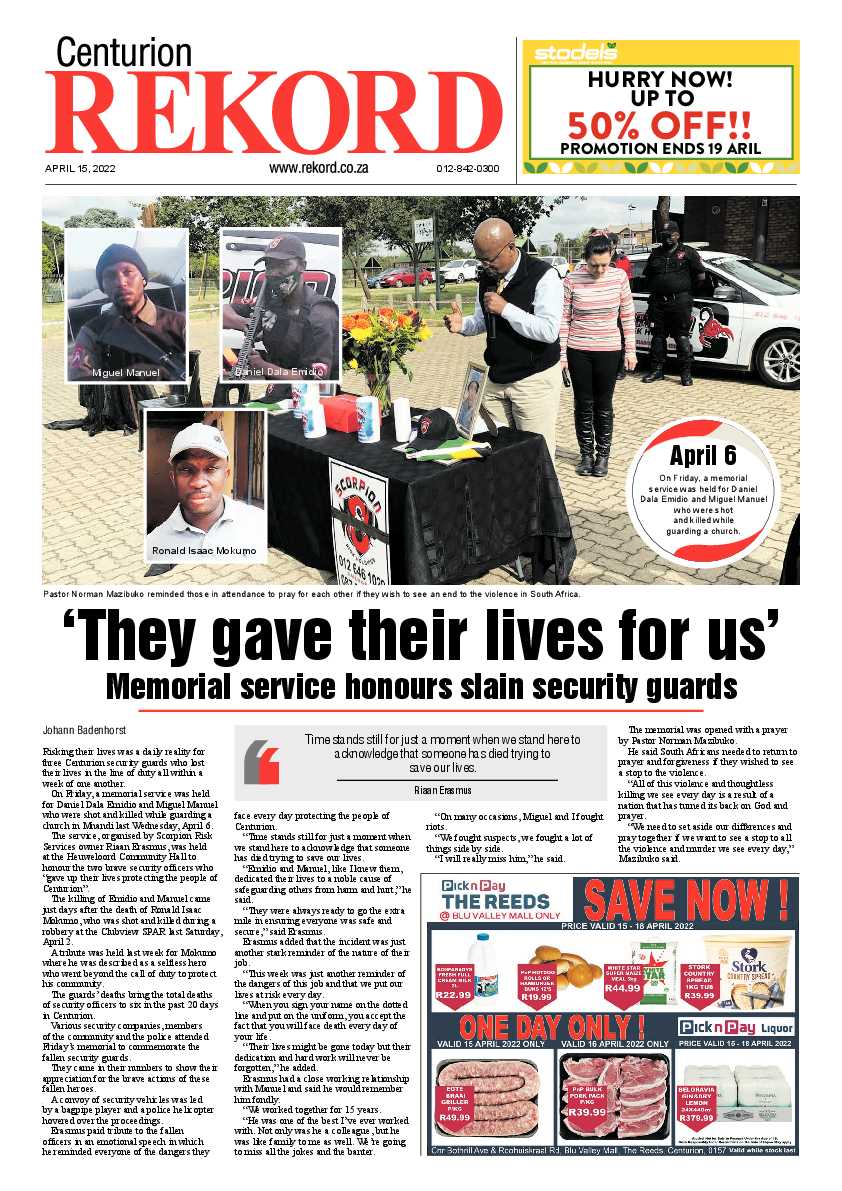 Rekord Centurion 15 April 2022 page 1