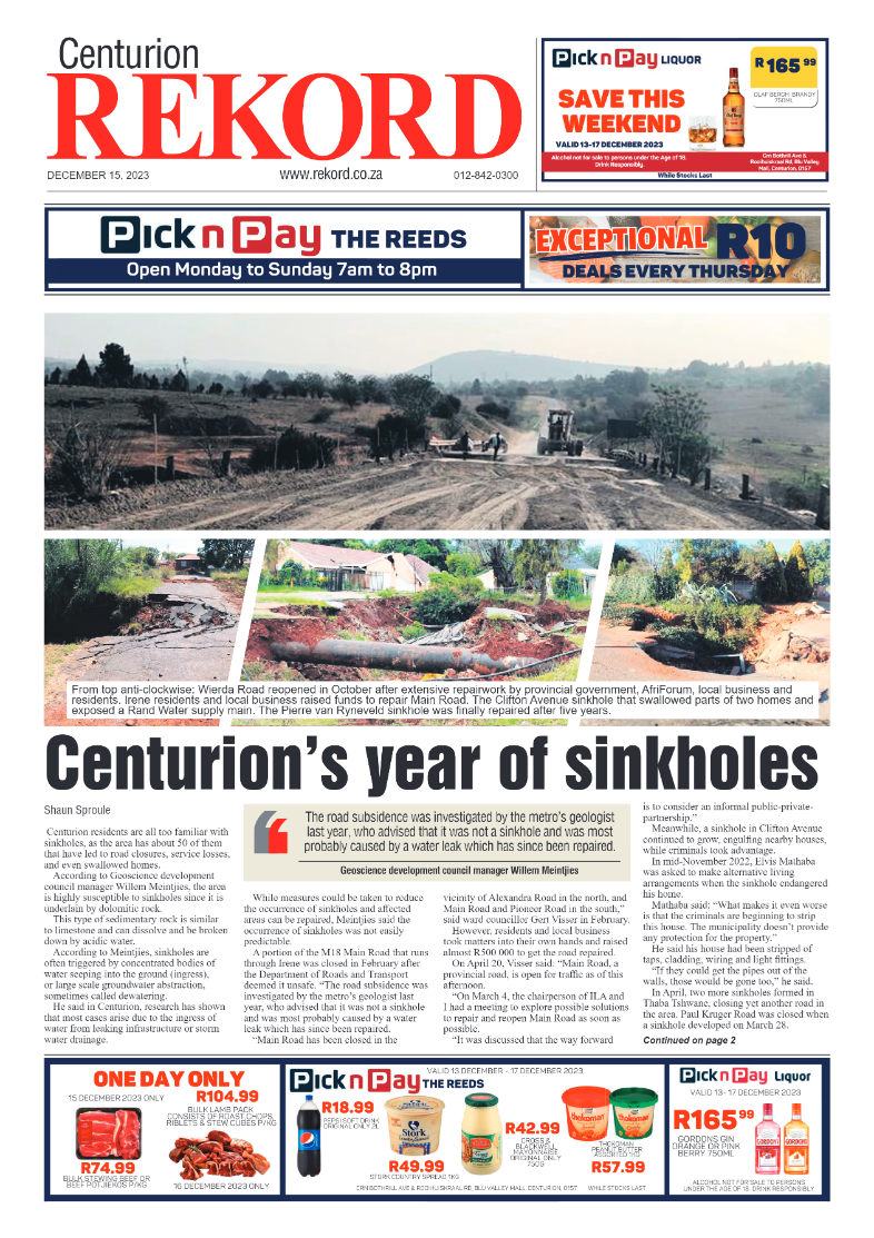 Rekord Centurion 15 December 2023 page 1