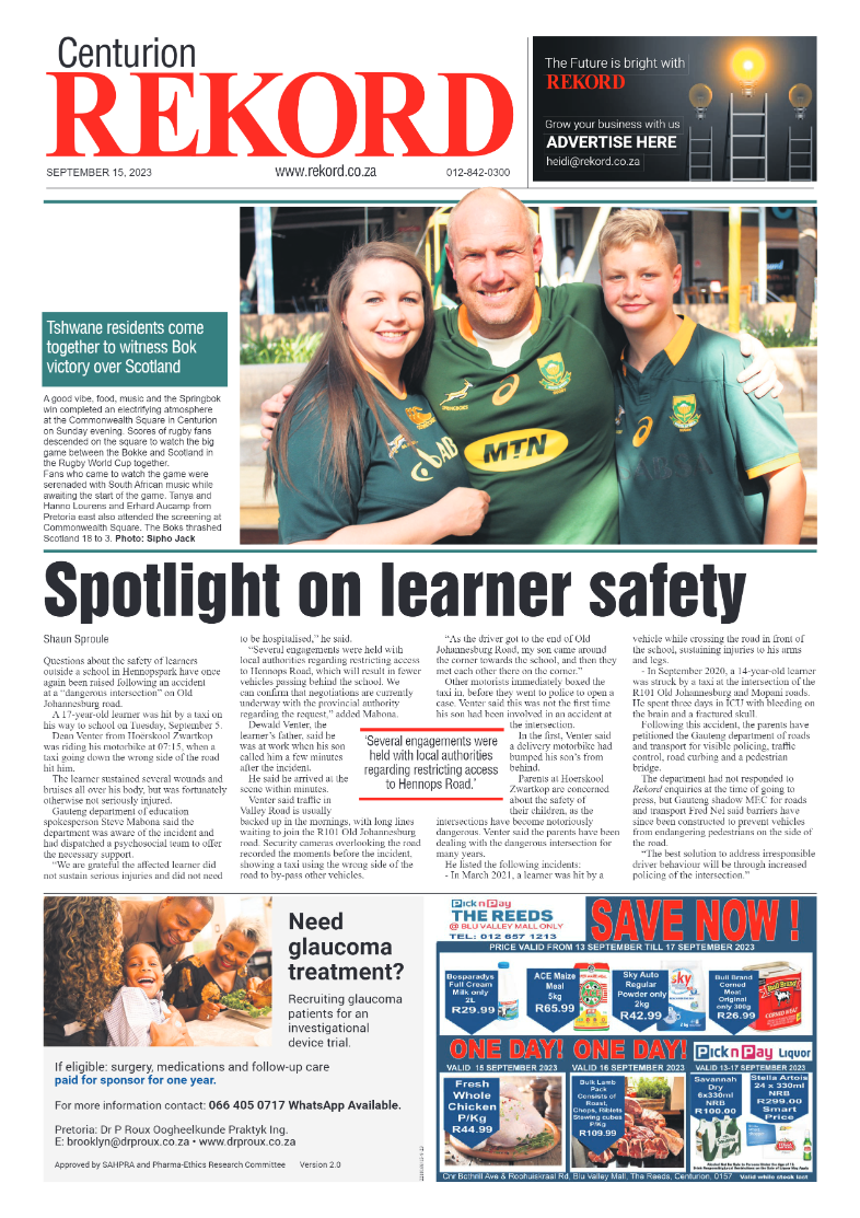 Rekord Centurion 15 September 2023 page 1