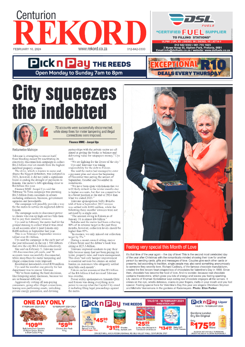 Rekord Centurion 16 February 2024 page 1