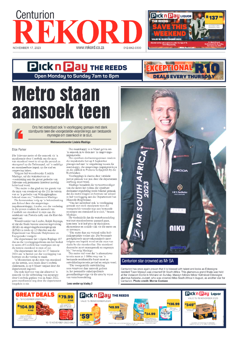Rekord Centurion 17 November 2023 page 1