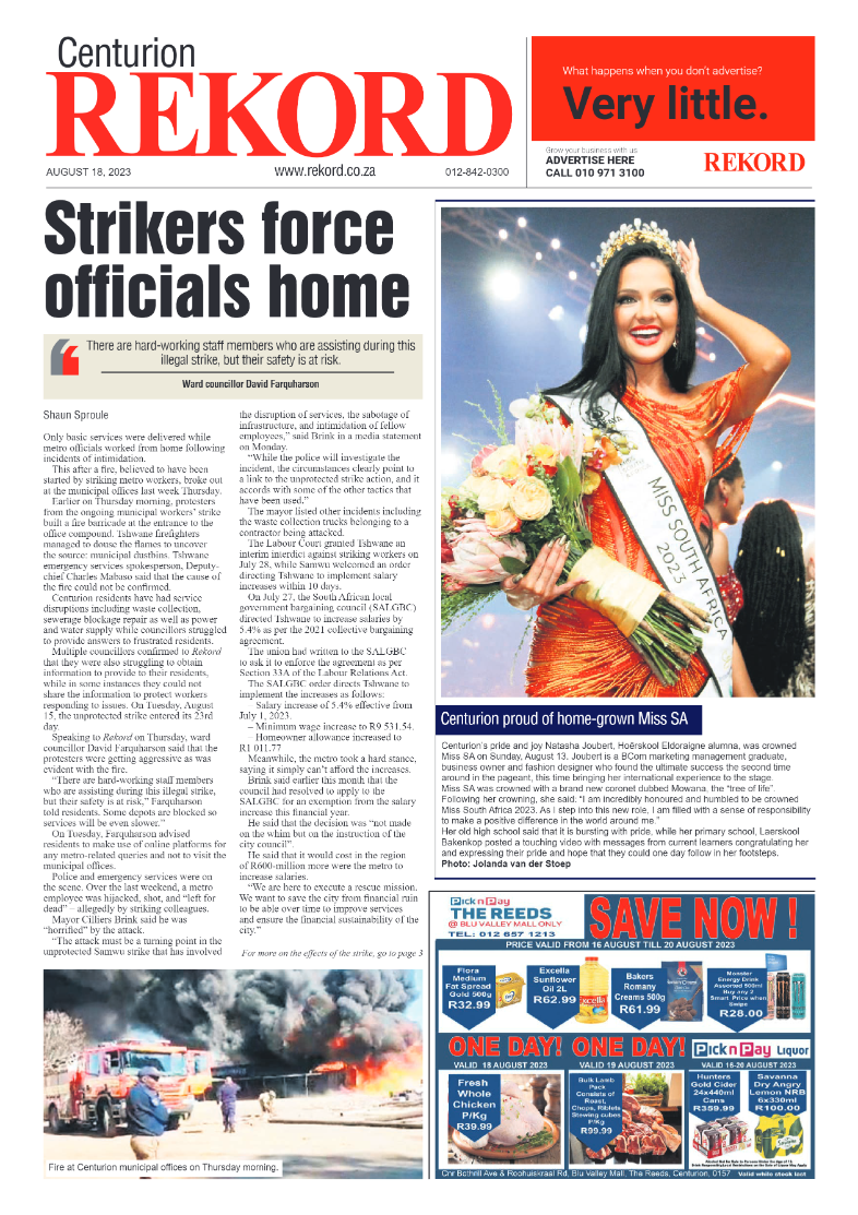 Rekord Centurion 18 August 2023 page 1