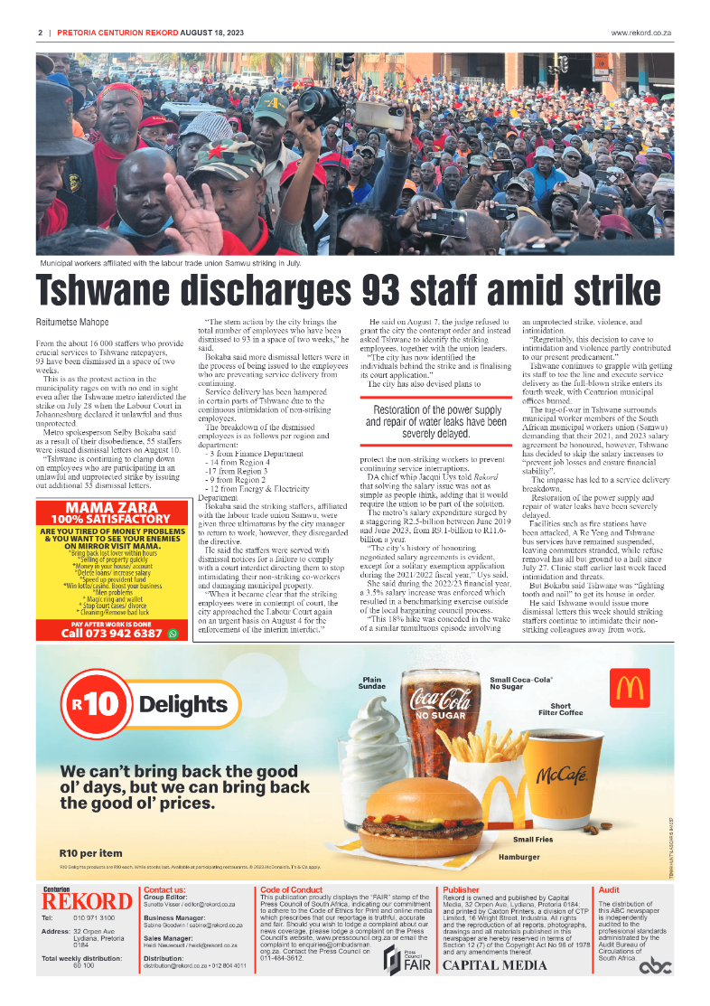 Rekord Centurion 18 August 2023 page 2