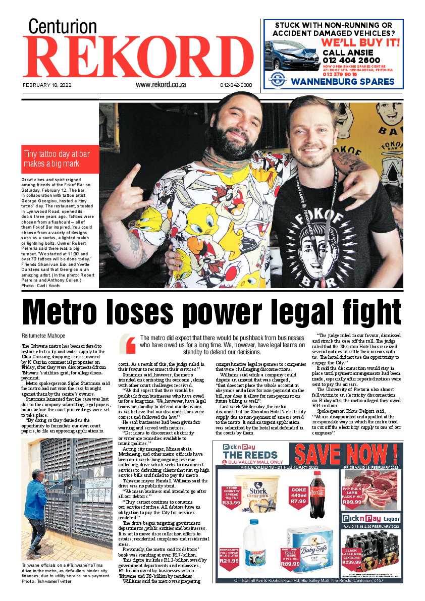 Rekord Centurion 18 February 2022 page 1