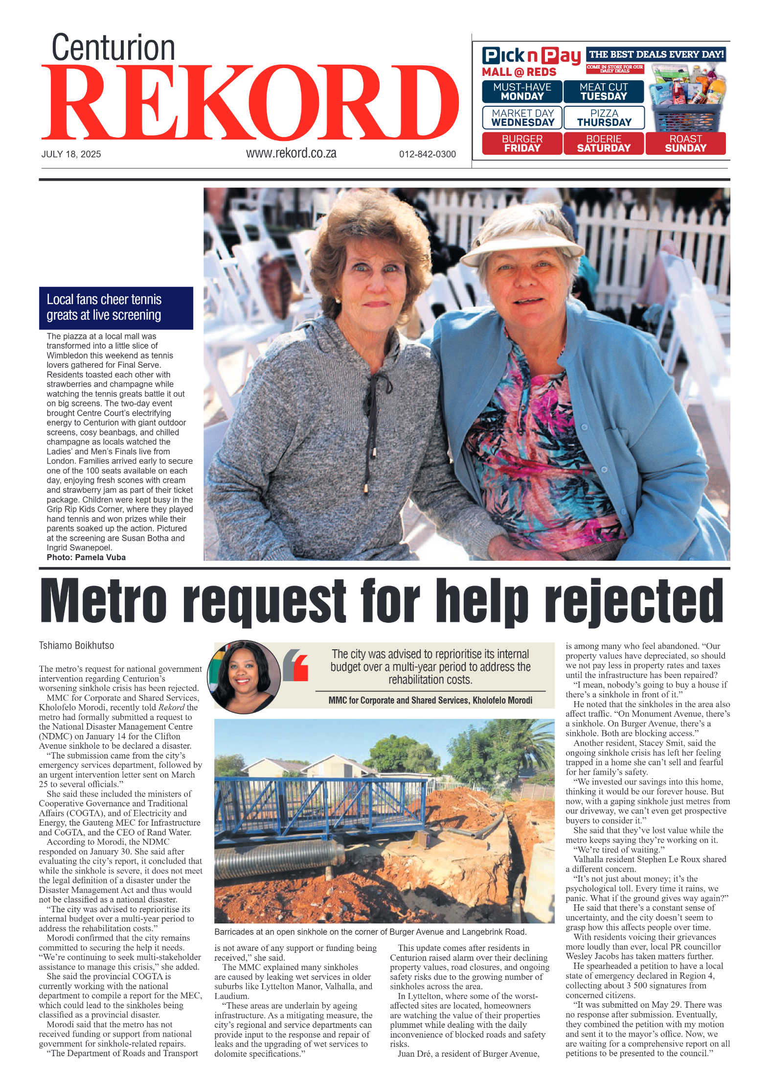 Rekord Centurion 18 July 2025 page 1