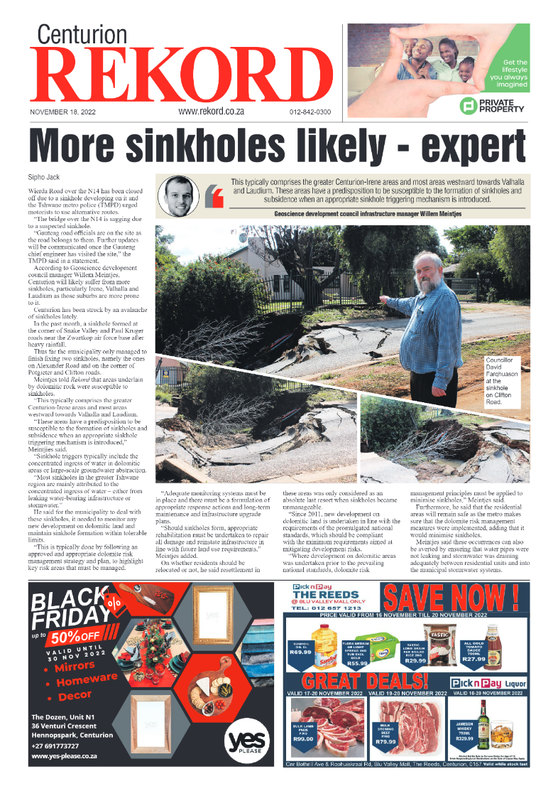 Rekord Centurion 18 November 2022 page 1