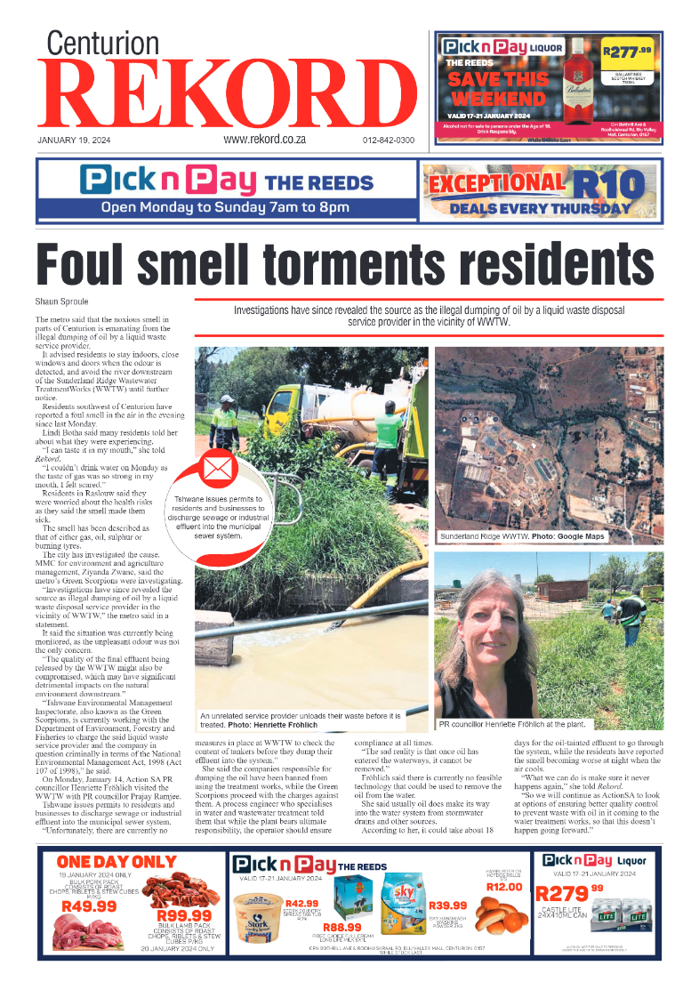 Rekord Centurion 19 January 2024 page 1
