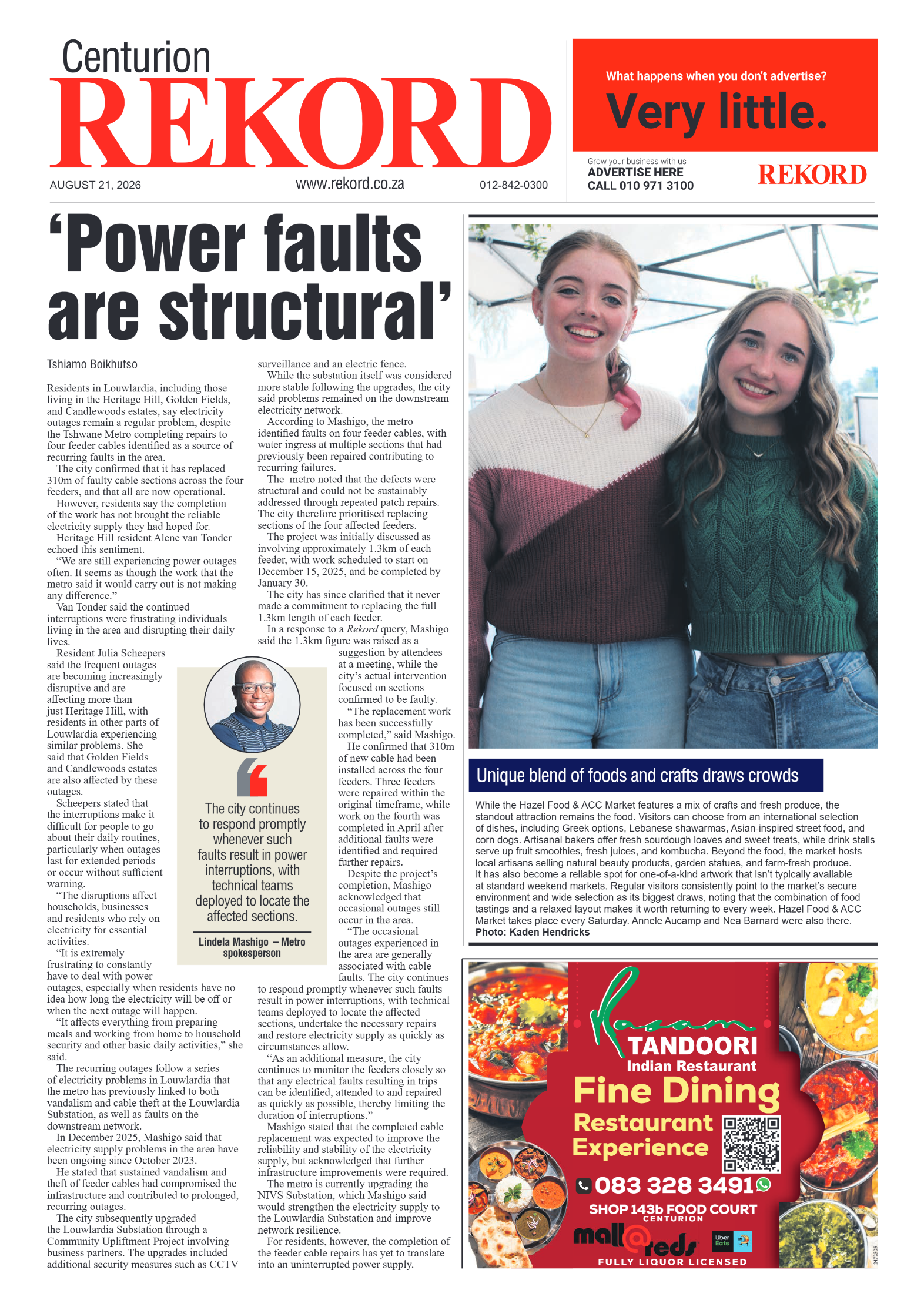 Rekord Centurion 21 August 2026 page 1