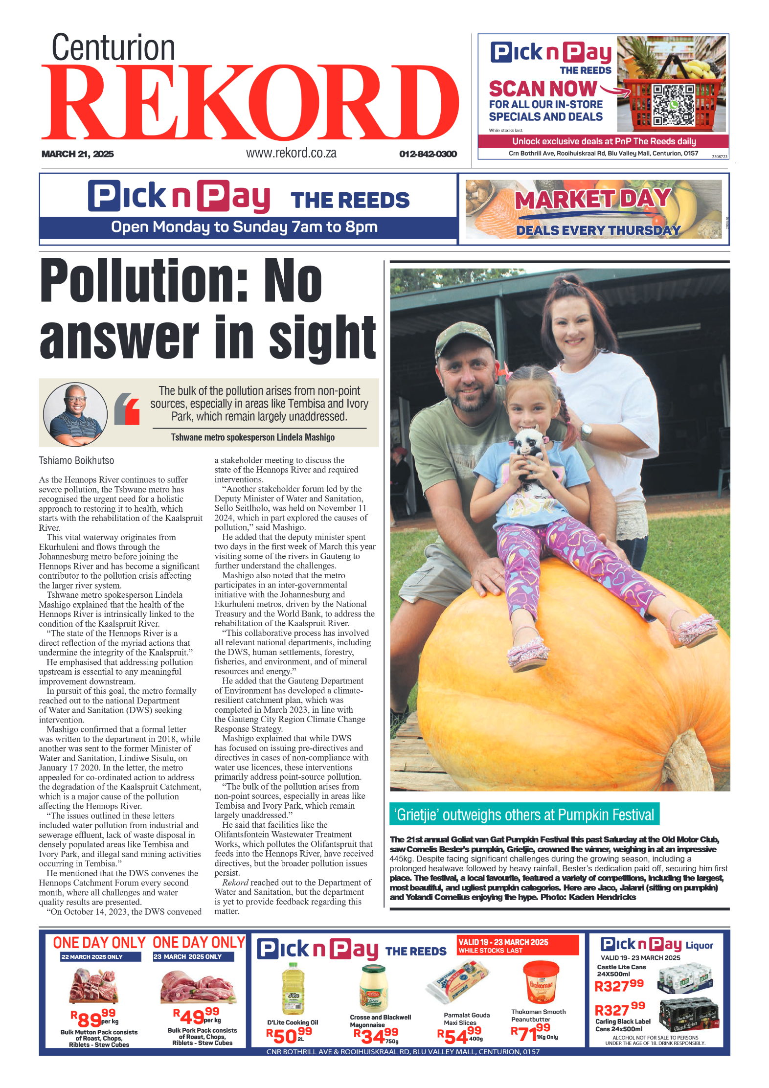 Rekord Centurion 21 March 2025 page 1
