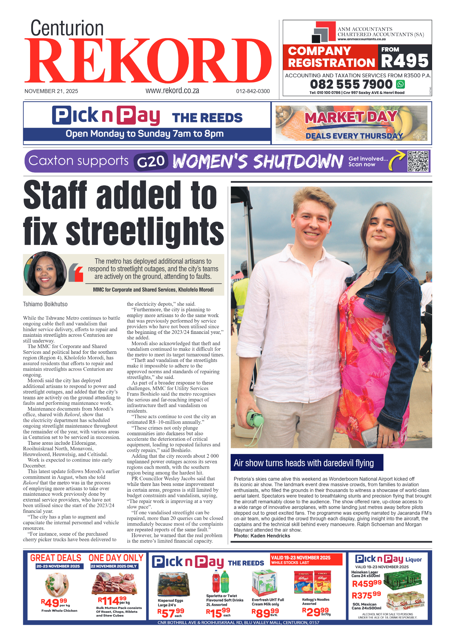 Rekord Centurion 21 November 2025 page 1