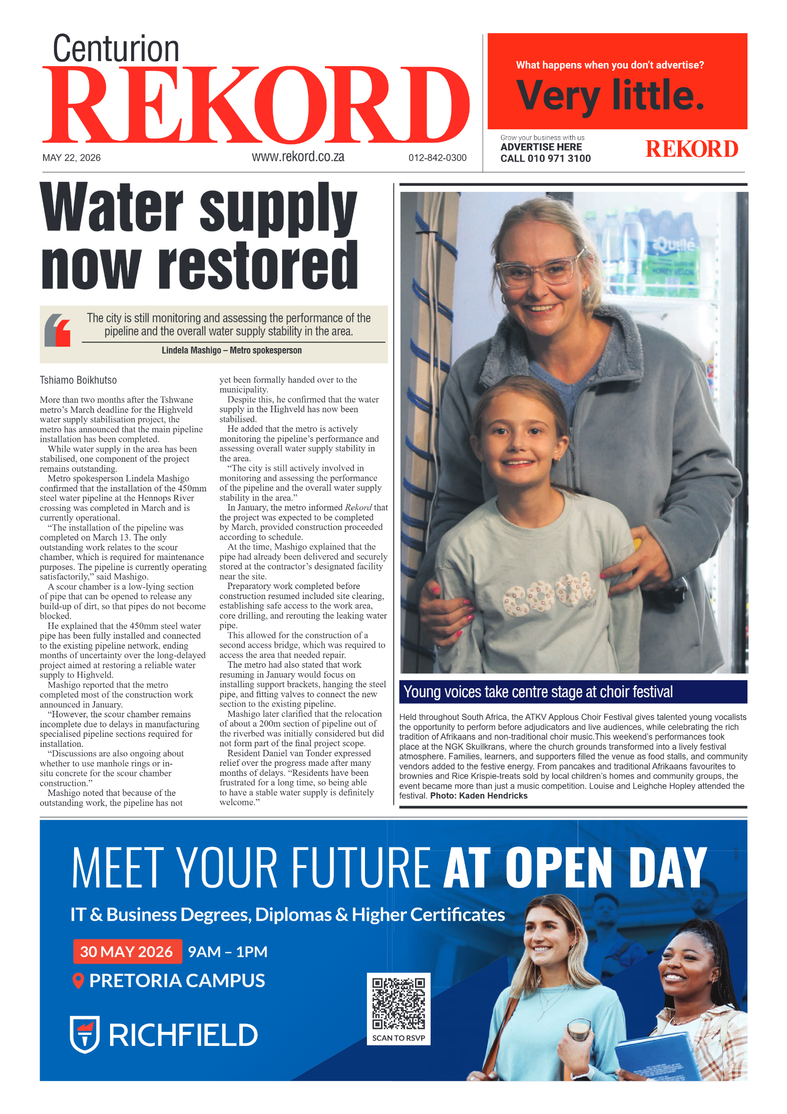 Rekord Centurion 22 May 2026 page 1