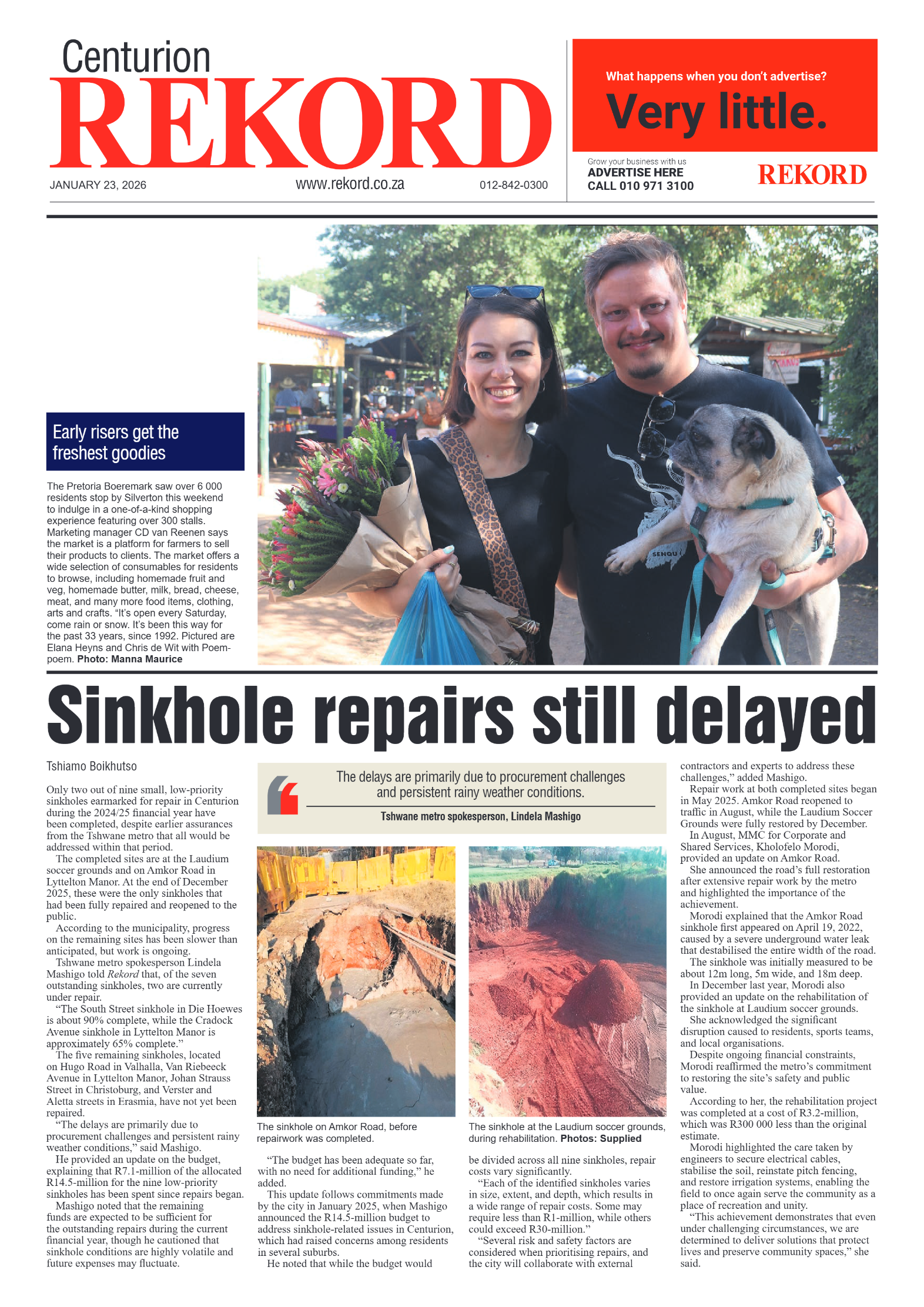 Rekord Centurion 23 January 2026 page 1