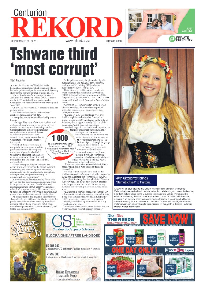 Rekord Centurion 23 September 2022 page 1