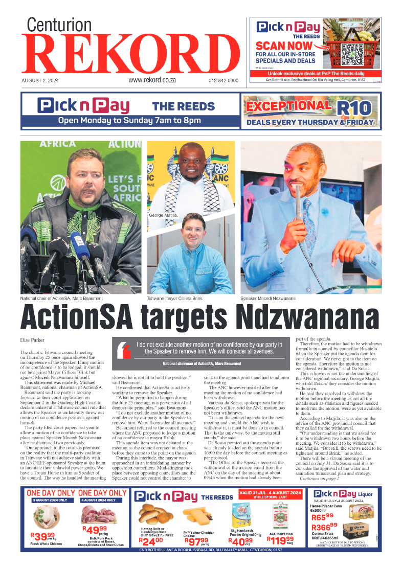 Rekord Centurion 2 August 2024 page 1
