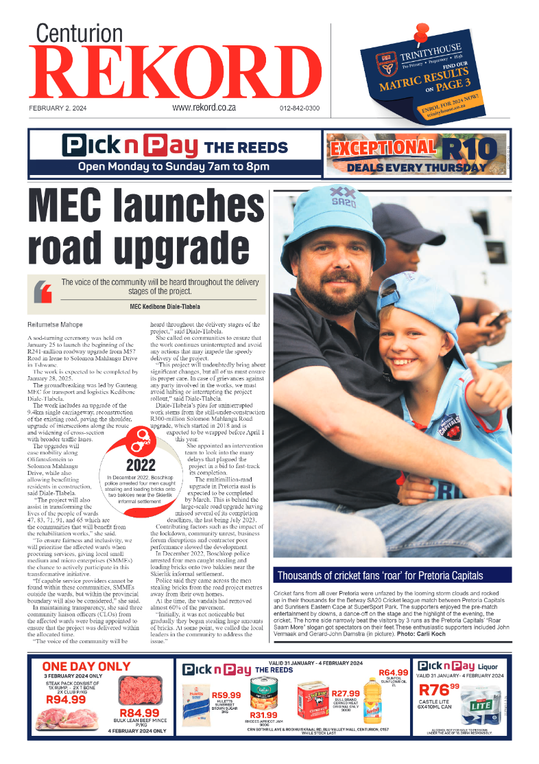 Rekord Centurion 2 February 2024 page 1