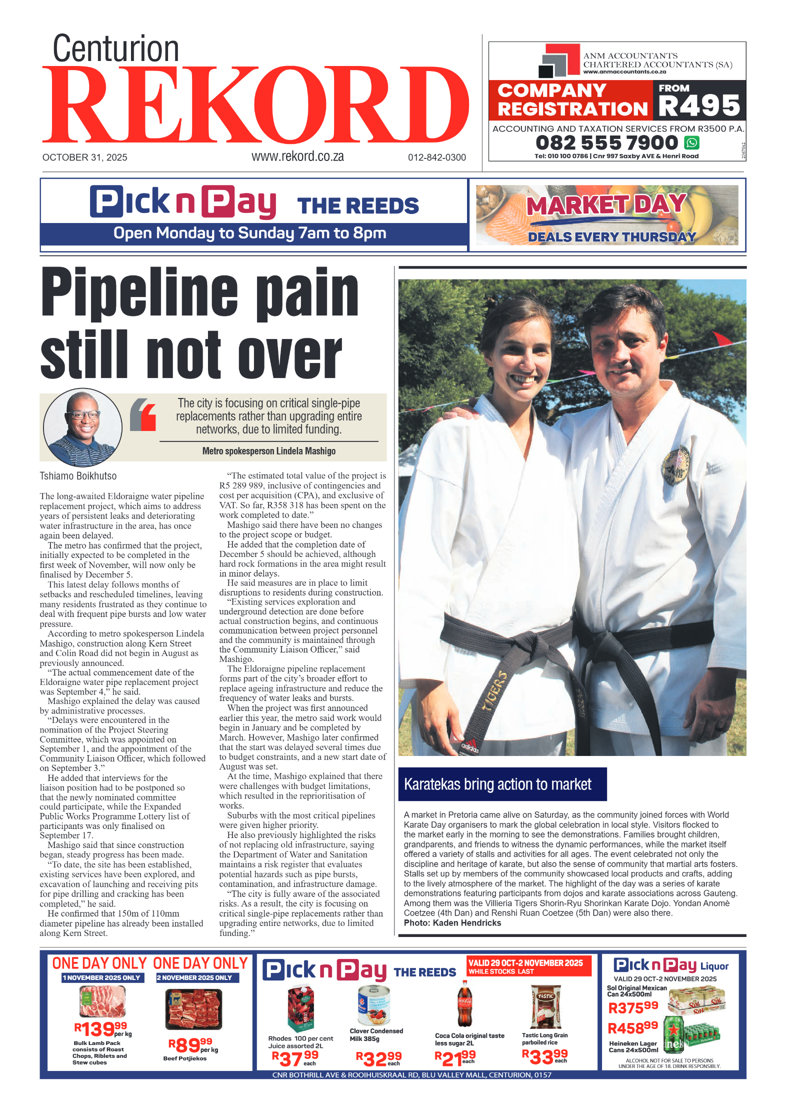 Rekord Centurion 31 October 2025 page 1