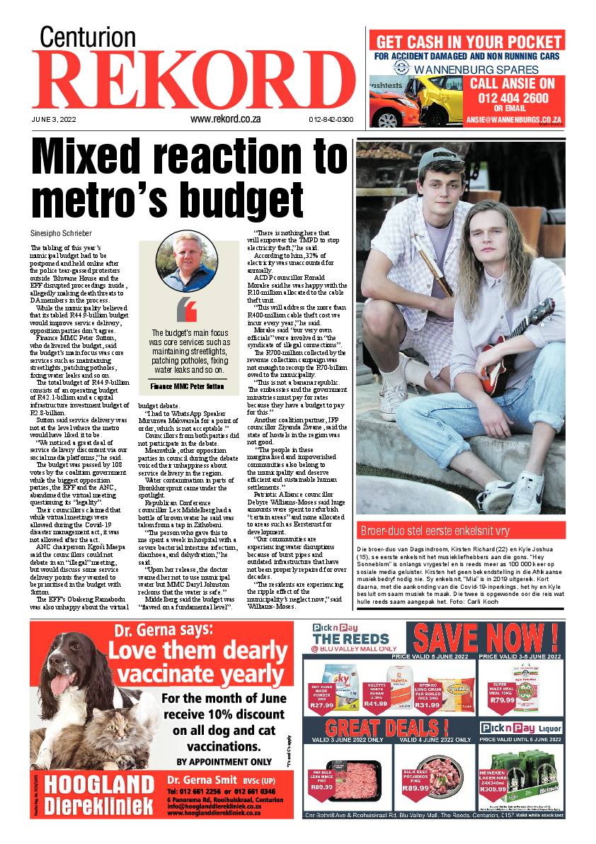 Rekord Centurion 3 June 2022 page 1