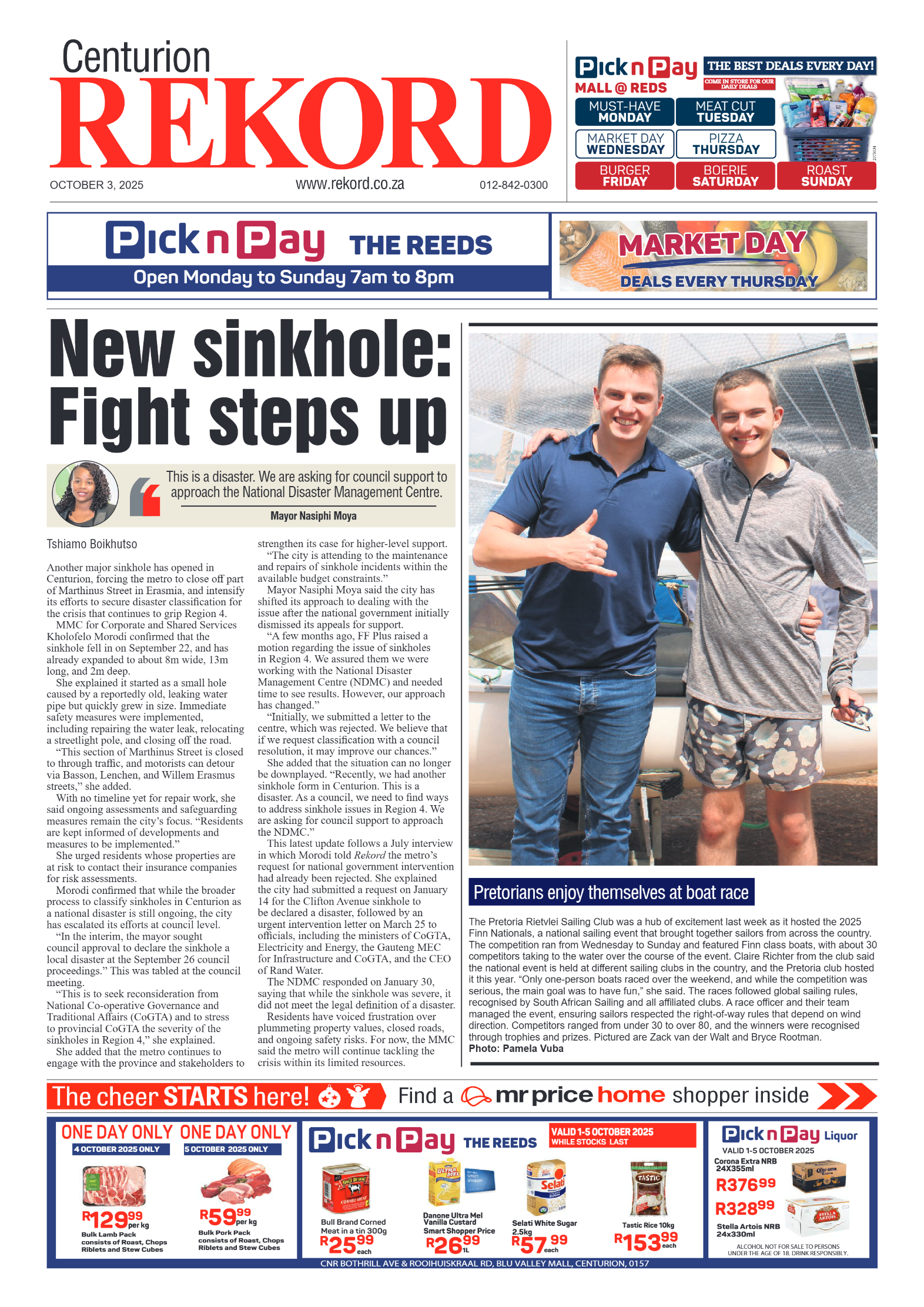 Rekord Centurion 3 October 2025 page 1