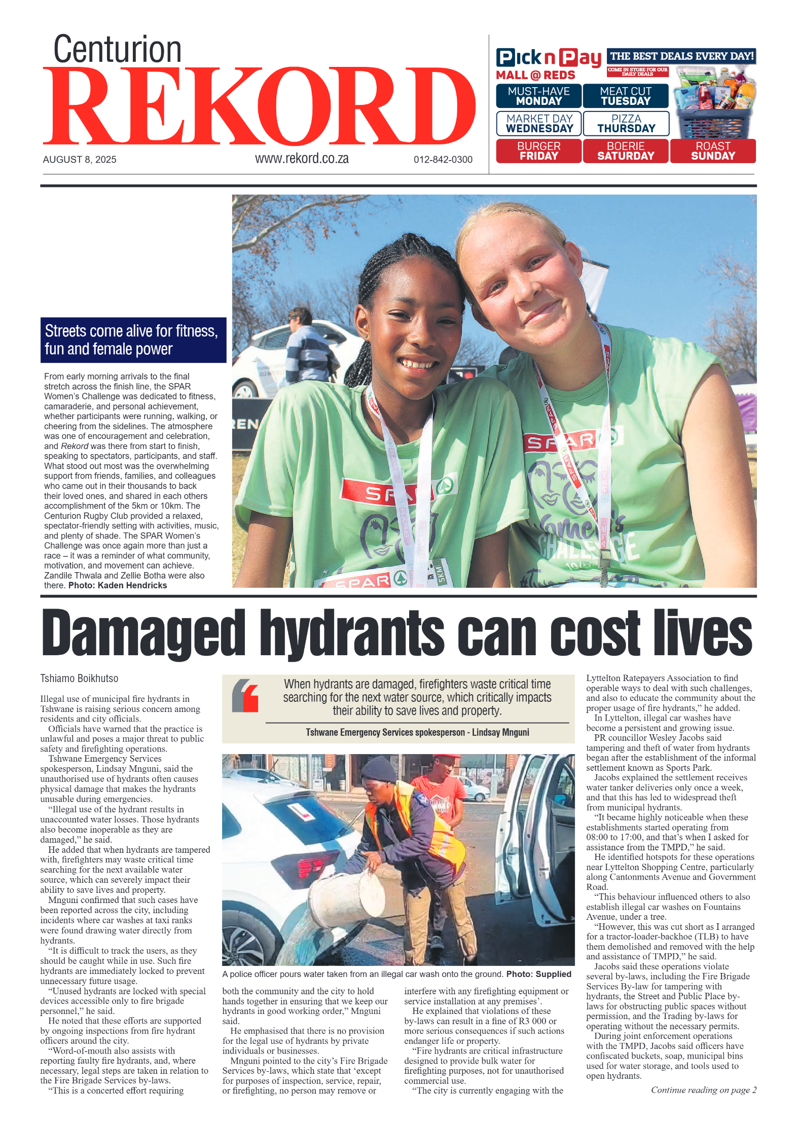 Rekord Centurion 8 August 2025 page 1