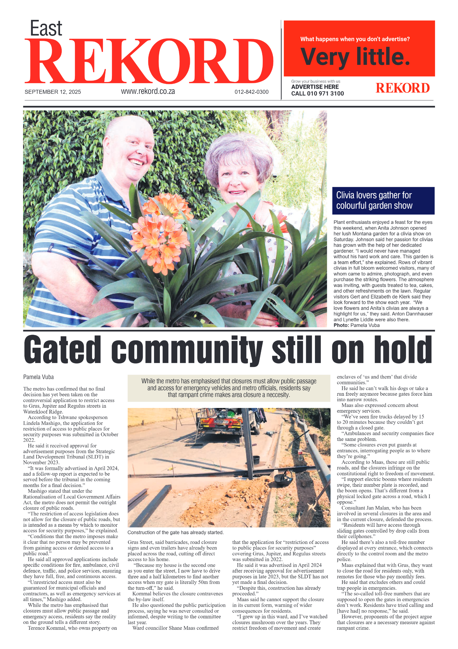 Rekord East 12 September 2025 page 1